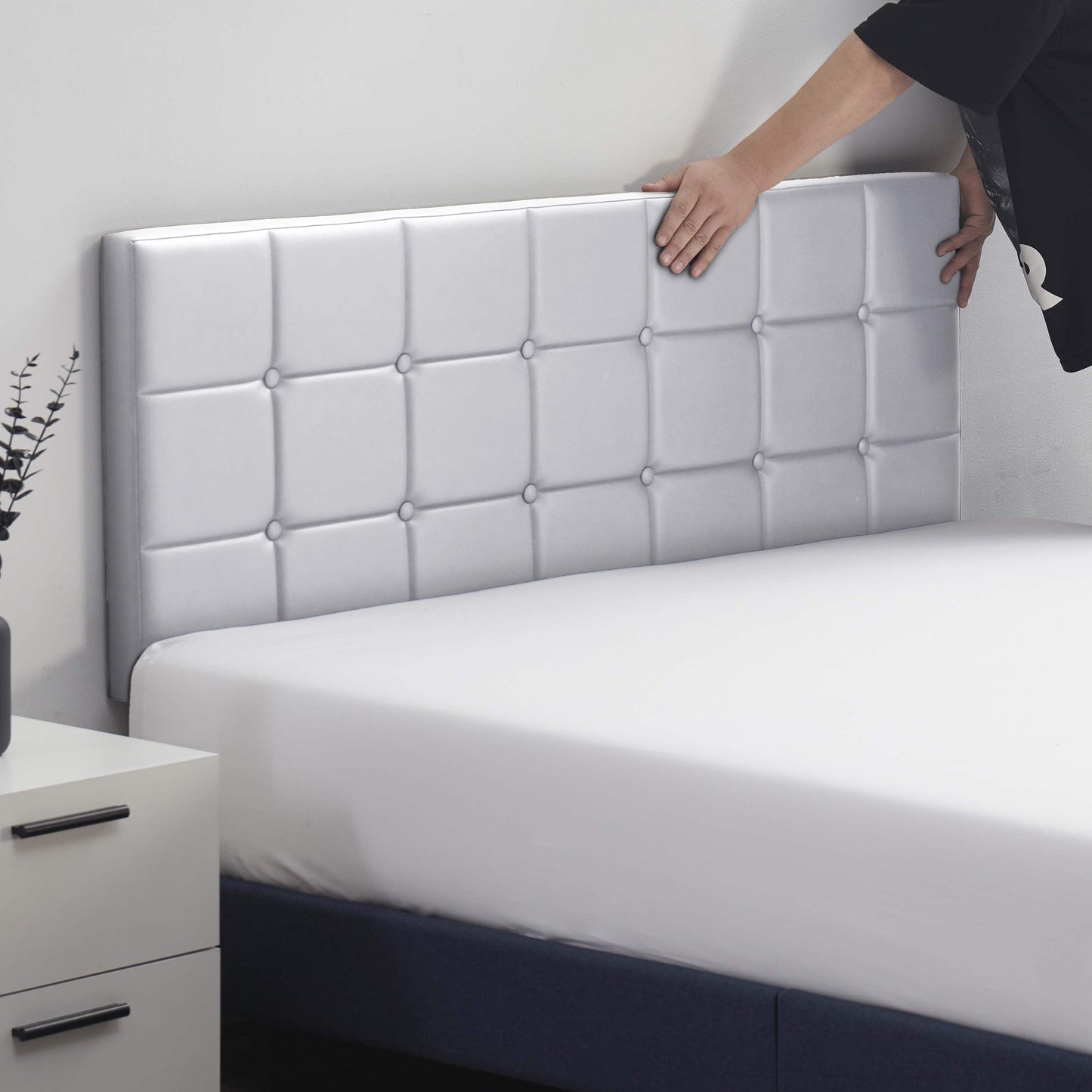 Virtu Button Tufted Upholstered Headboard