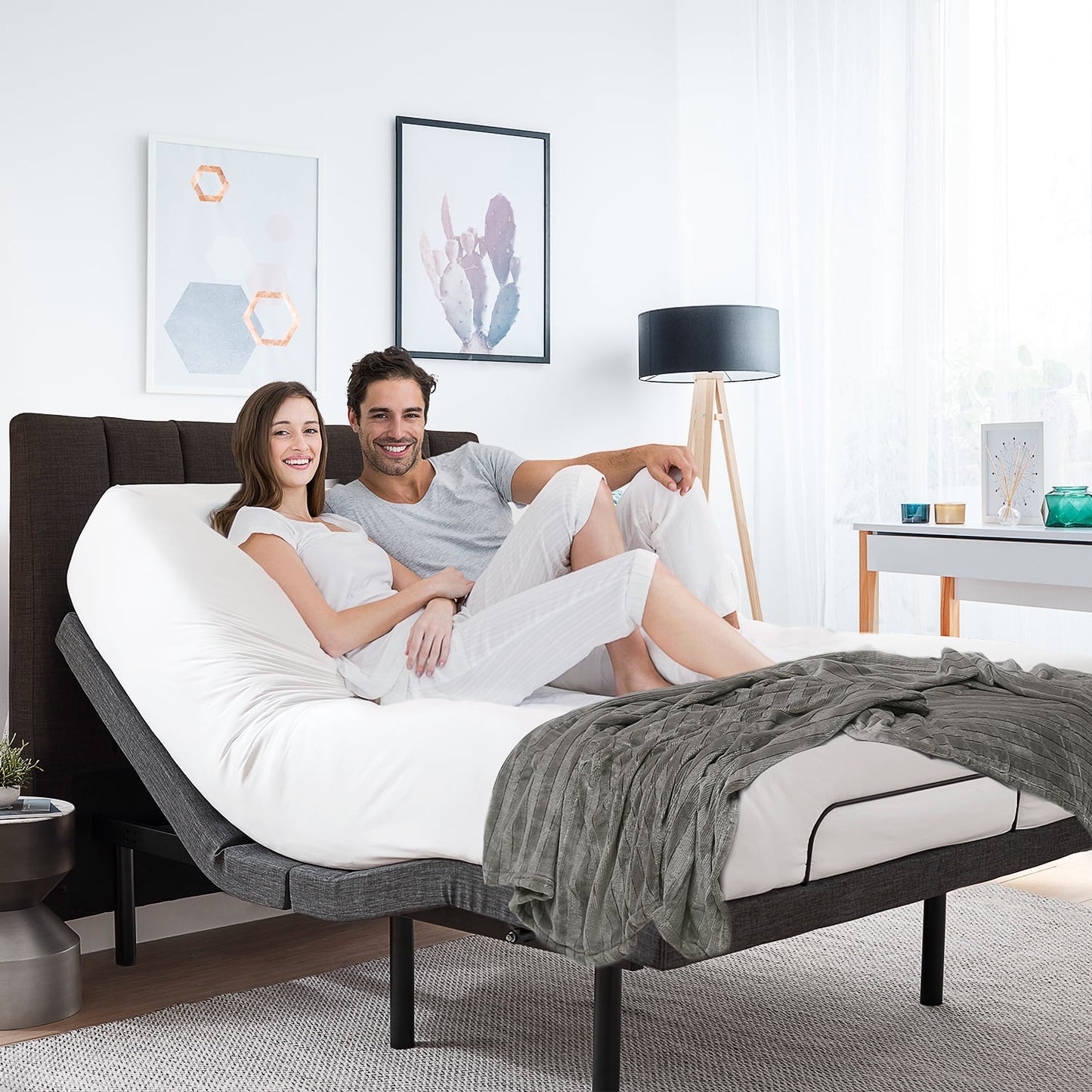 Clara™ By Clara Clark Queen Adjustable Bed Base, Zero Clearance with Wireless Remote, Electric Head and Foot Incline, Massage, and USB Port