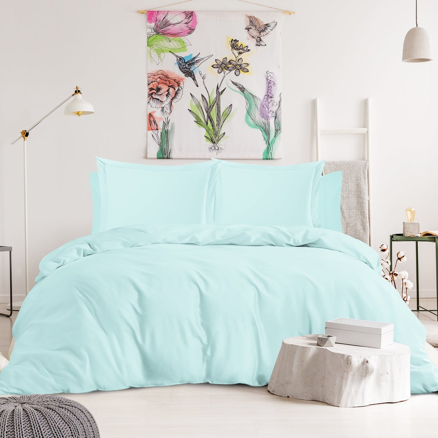 nestl Duvet Cover 6-Piece Set - 1000 Thread Count Sheets - Tri Blend Cotton Duvet Cover with Zipper, Deep Pocket Fitted Sheet, 2 Cooling Pillow Cases, 2 Pillow Shams