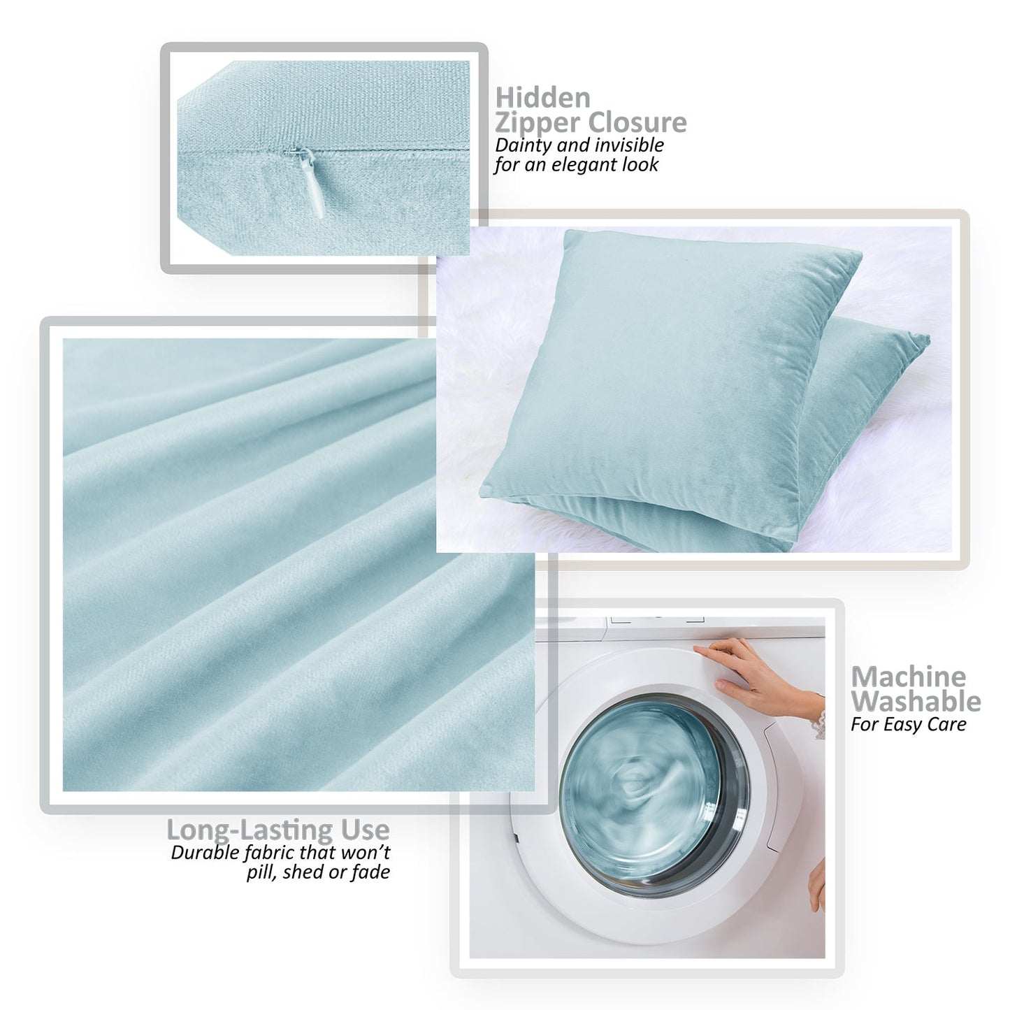 Holiday nestl Throw Pillow Covers, Cozy Velvet Decorative Outdoor Pillow Covers 16x16 & 18x18 Inches, Soft Solid Cushion Covers for Sofa, Bed and Car, Set of 2