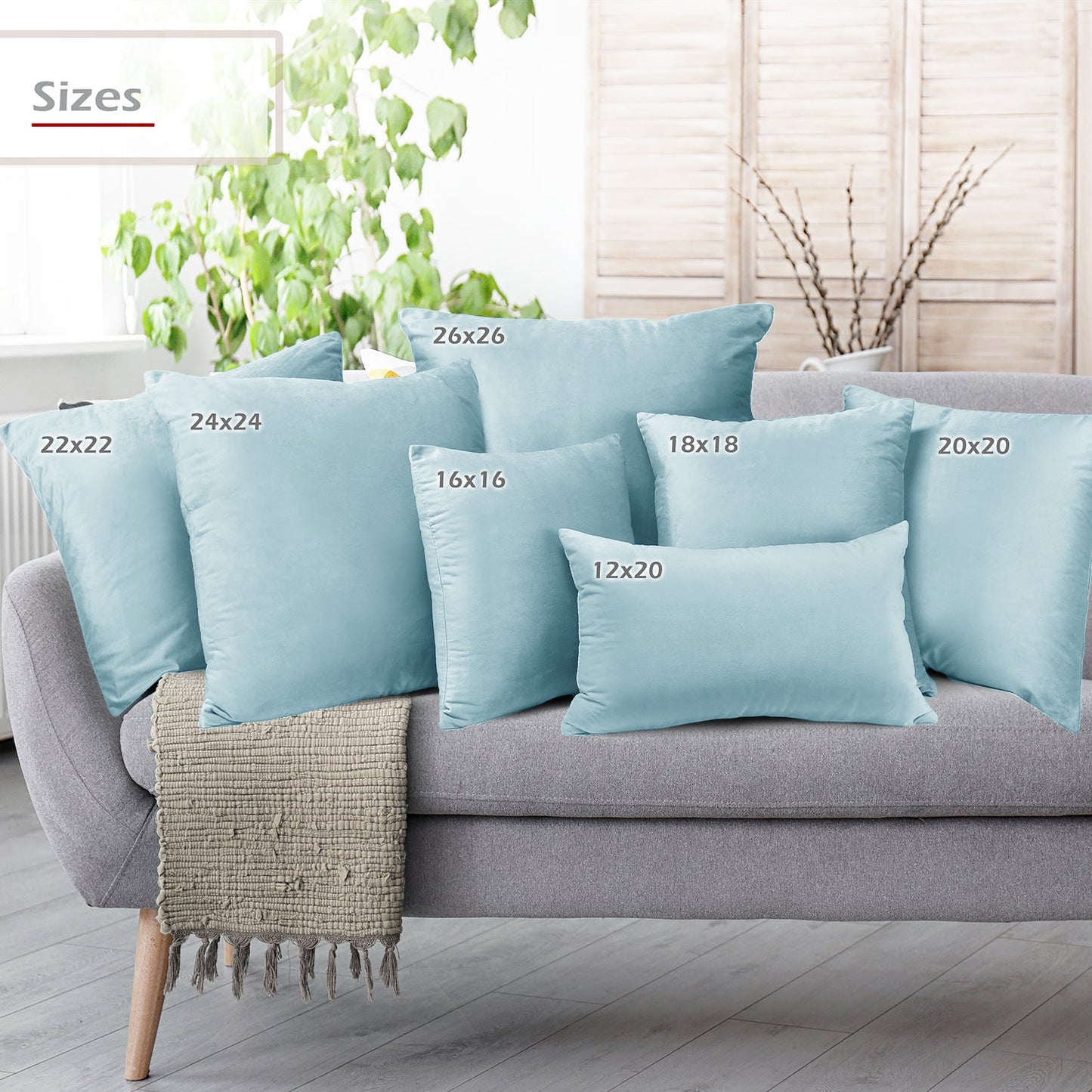 Holiday nestl Throw Pillow Covers, Cozy Velvet Decorative Outdoor Pillow Covers 16x16 & 18x18 Inches, Soft Solid Cushion Covers for Sofa, Bed and Car, Set of 2