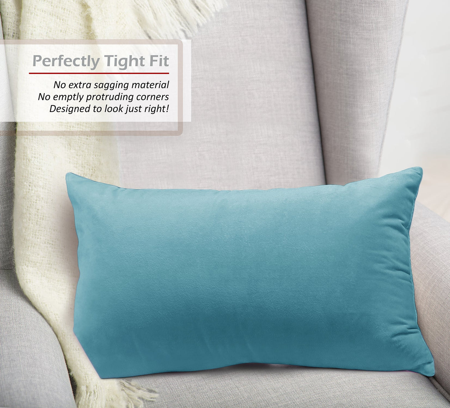 2 Pack 12 x 20 nestl Throw Pillow Covers, Cozy Velvet Decorative Outdoor Pillow