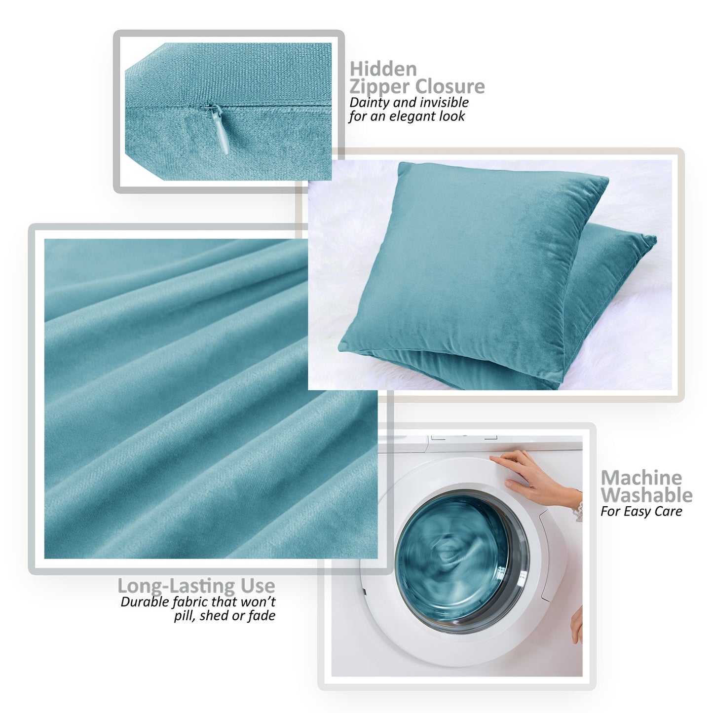 Holiday nestl Throw Pillow Covers, Cozy Velvet Decorative Outdoor Pillow Covers 16x16 & 18x18 Inches, Soft Solid Cushion Covers for Sofa, Bed and Car, Set of 2