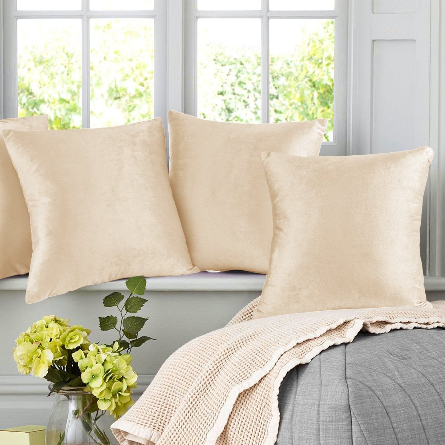Holiday nestl Throw Pillow Covers, Cozy Velvet Decorative Outdoor Pillow Covers 16x16 & 18x18 Inches, Soft Solid Cushion Covers for Sofa, Bed and Car, Set of 2