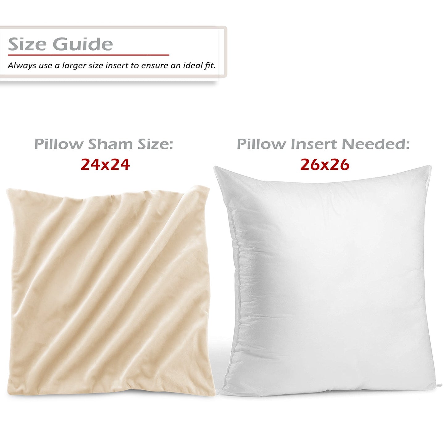 nestl Throw Pillow Covers, Cozy Velvet Decorative Outdoor Pillow Covers 24x24 & 26x26 Inches, Soft Solid Cushion Covers for Sofa, Bed and Car, Set of 2