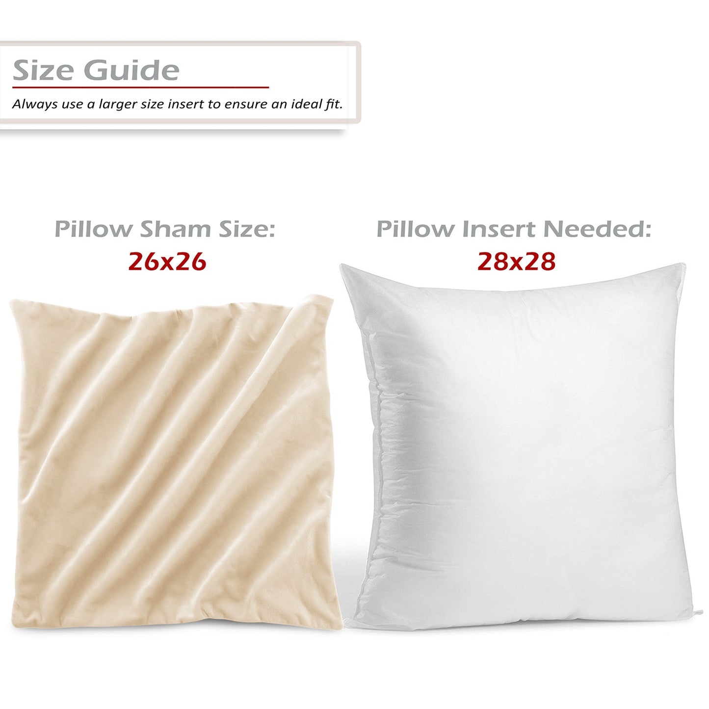 nestl Throw Pillow Covers, Cozy Velvet Decorative Outdoor Pillow Covers 24x24 & 26x26 Inches, Soft Solid Cushion Covers for Sofa, Bed and Car, Set of 2