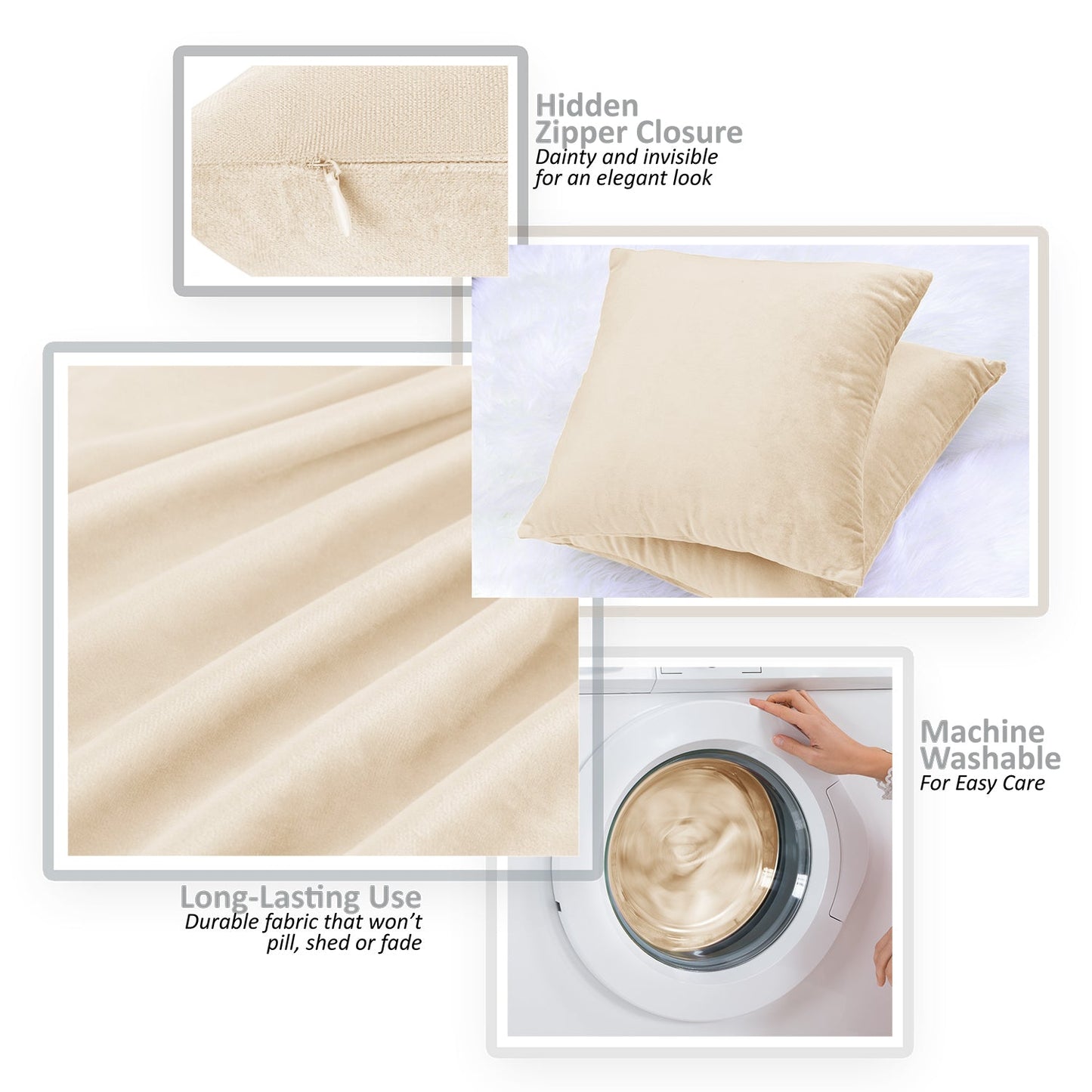 Holiday nestl Throw Pillow Covers, Cozy Velvet Decorative Outdoor Pillow Covers 16x16 & 18x18 Inches, Soft Solid Cushion Covers for Sofa, Bed and Car, Set of 2