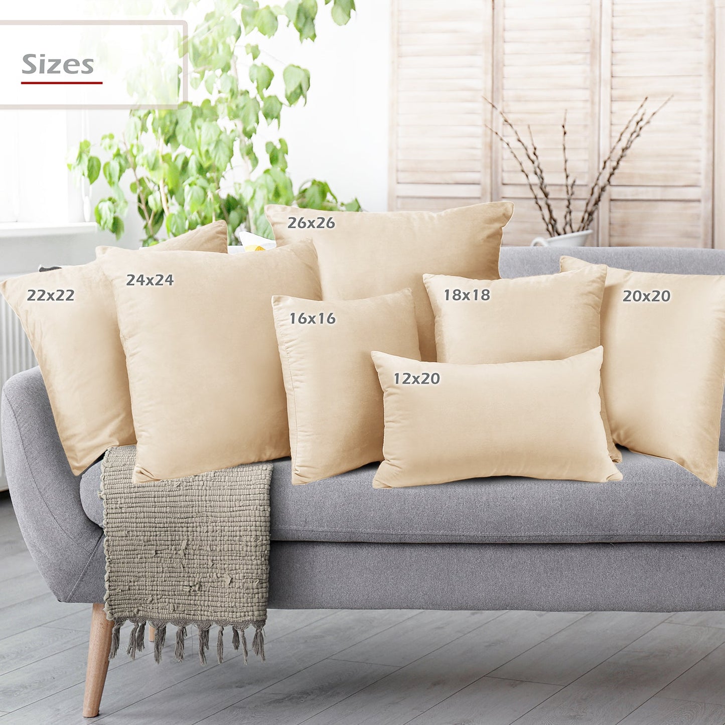 Holiday nestl Throw Pillow Covers, Cozy Velvet Decorative Outdoor Pillow Covers 16x16 & 18x18 Inches, Soft Solid Cushion Covers for Sofa, Bed and Car, Set of 2