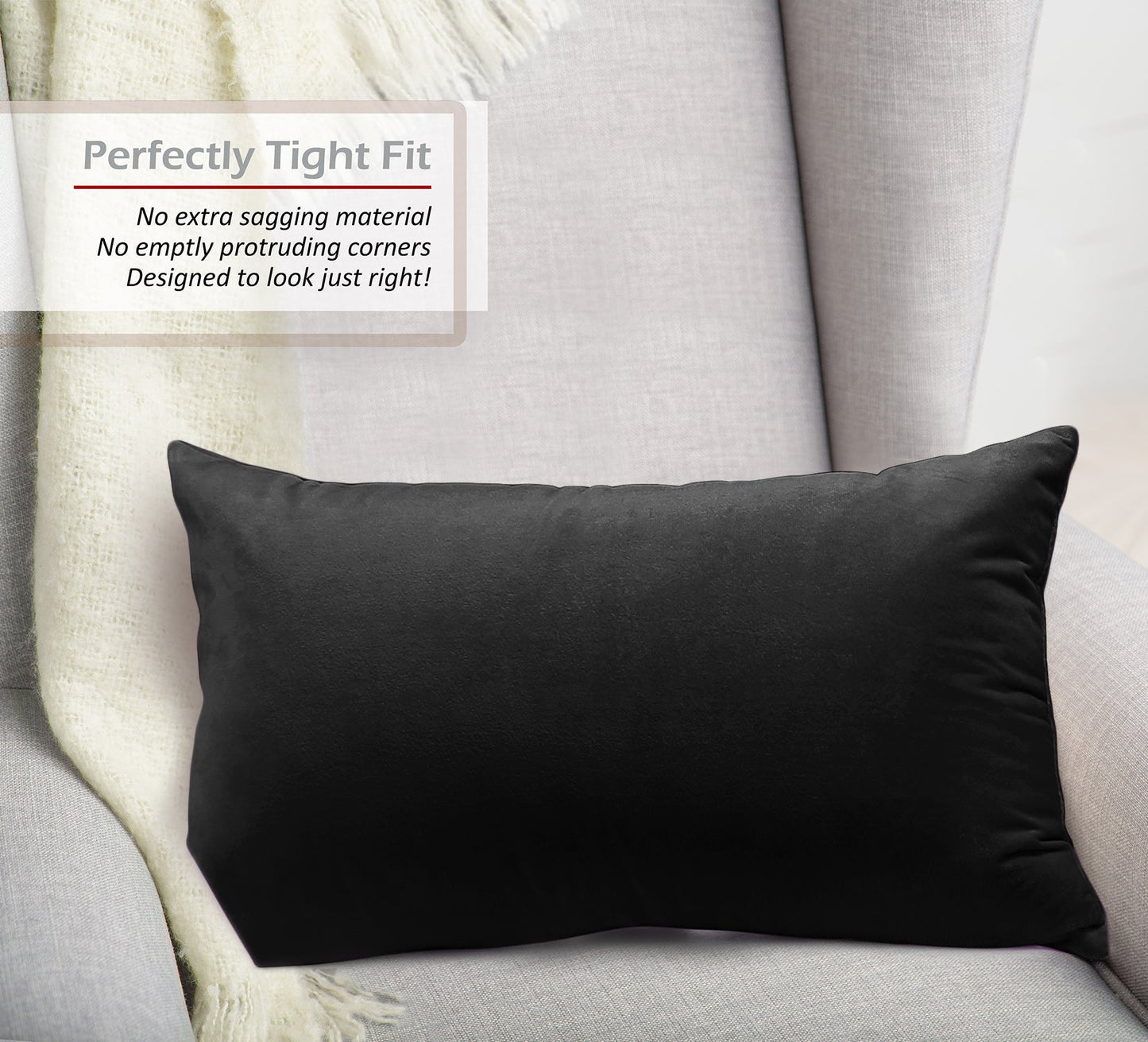 2 Pack 12 x 20 nestl Throw Pillow Covers, Cozy Velvet Decorative Outdoor Pillow