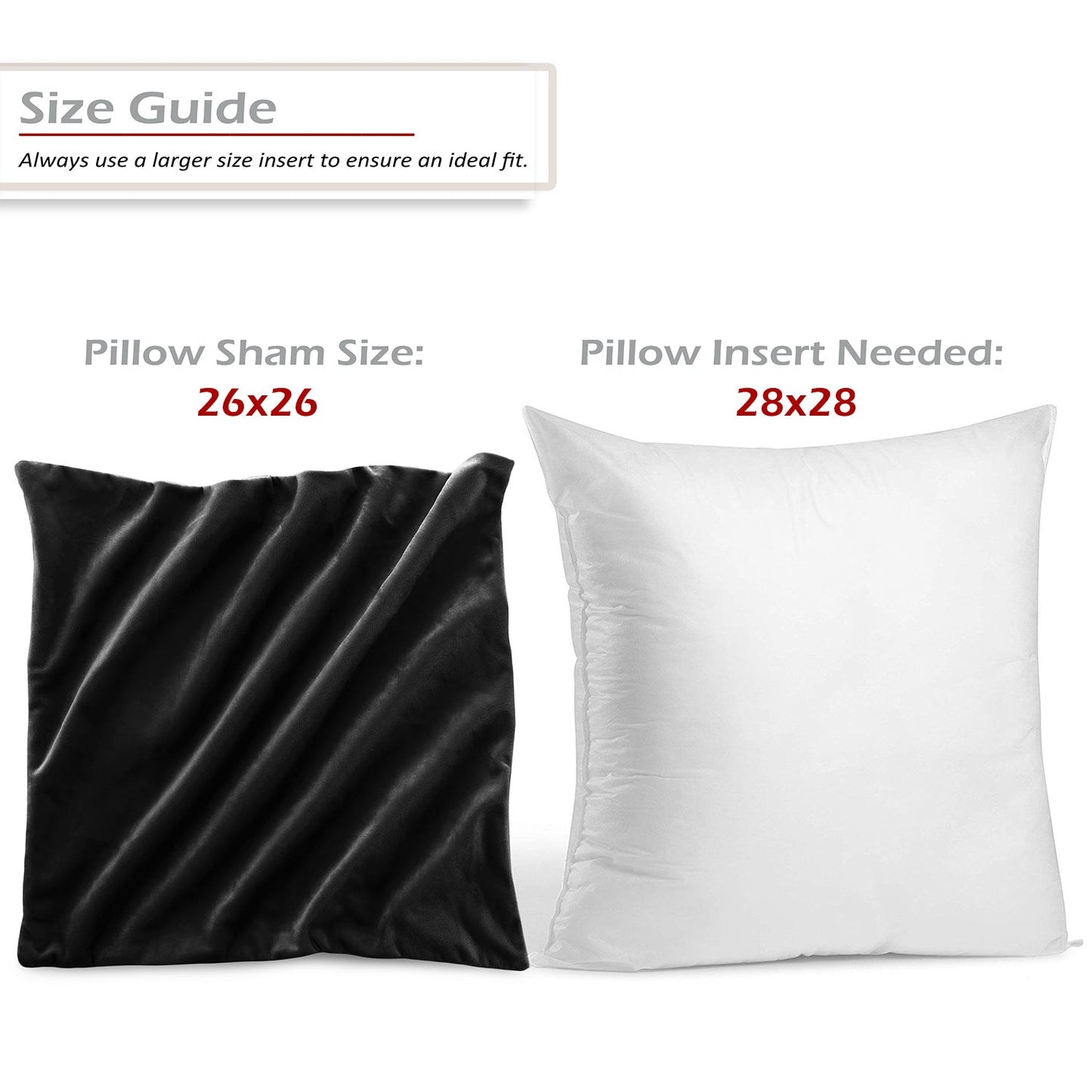 nestl Throw Pillow Covers, Cozy Velvet Decorative Outdoor Pillow Covers 24x24 & 26x26 Inches, Soft Solid Cushion Covers for Sofa, Bed and Car, Set of 2