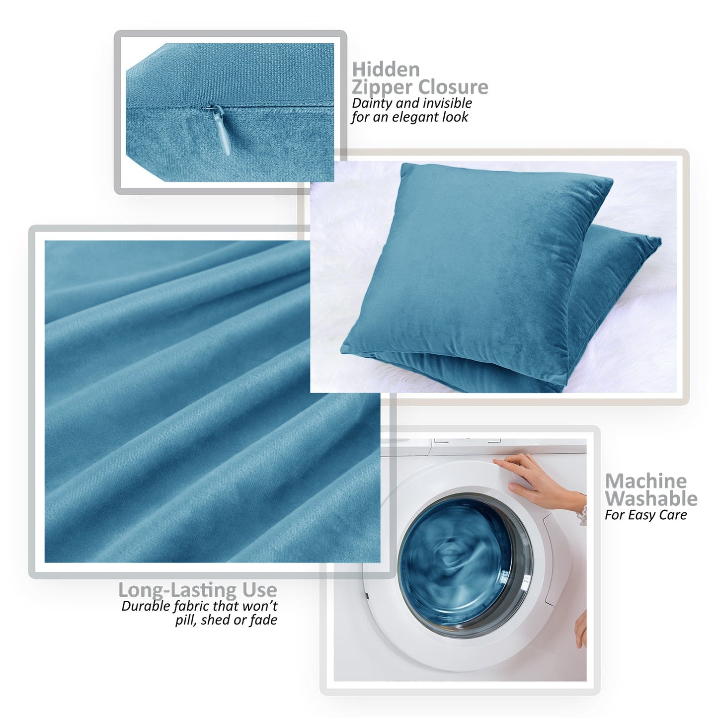 Holiday nestl Throw Pillow Covers, Cozy Velvet Decorative Outdoor Pillow Covers 16x16 & 18x18 Inches, Soft Solid Cushion Covers for Sofa, Bed and Car, Set of 2