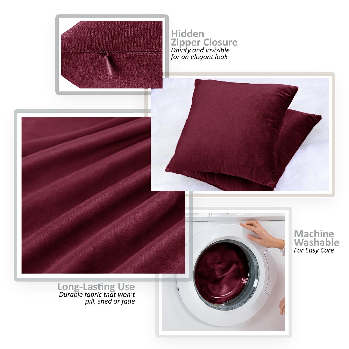 nestl Throw Pillow Covers, Cozy Velvet Decorative Outdoor Pillow Covers 24x24 & 26x26 Inches, Soft Solid Cushion Covers for Sofa, Bed and Car, Set of 2