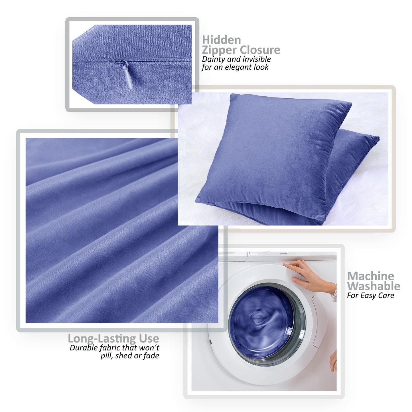 Holiday nestl Throw Pillow Covers, Cozy Velvet Decorative Outdoor Pillow Covers 16x16 & 18x18 Inches, Soft Solid Cushion Covers for Sofa, Bed and Car, Set of 2