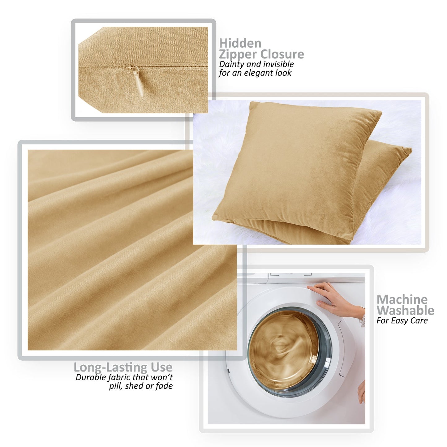 Holiday nestl Throw Pillow Covers, Cozy Velvet Decorative Outdoor Pillow Covers 16x16 & 18x18 Inches, Soft Solid Cushion Covers for Sofa, Bed and Car, Set of 2