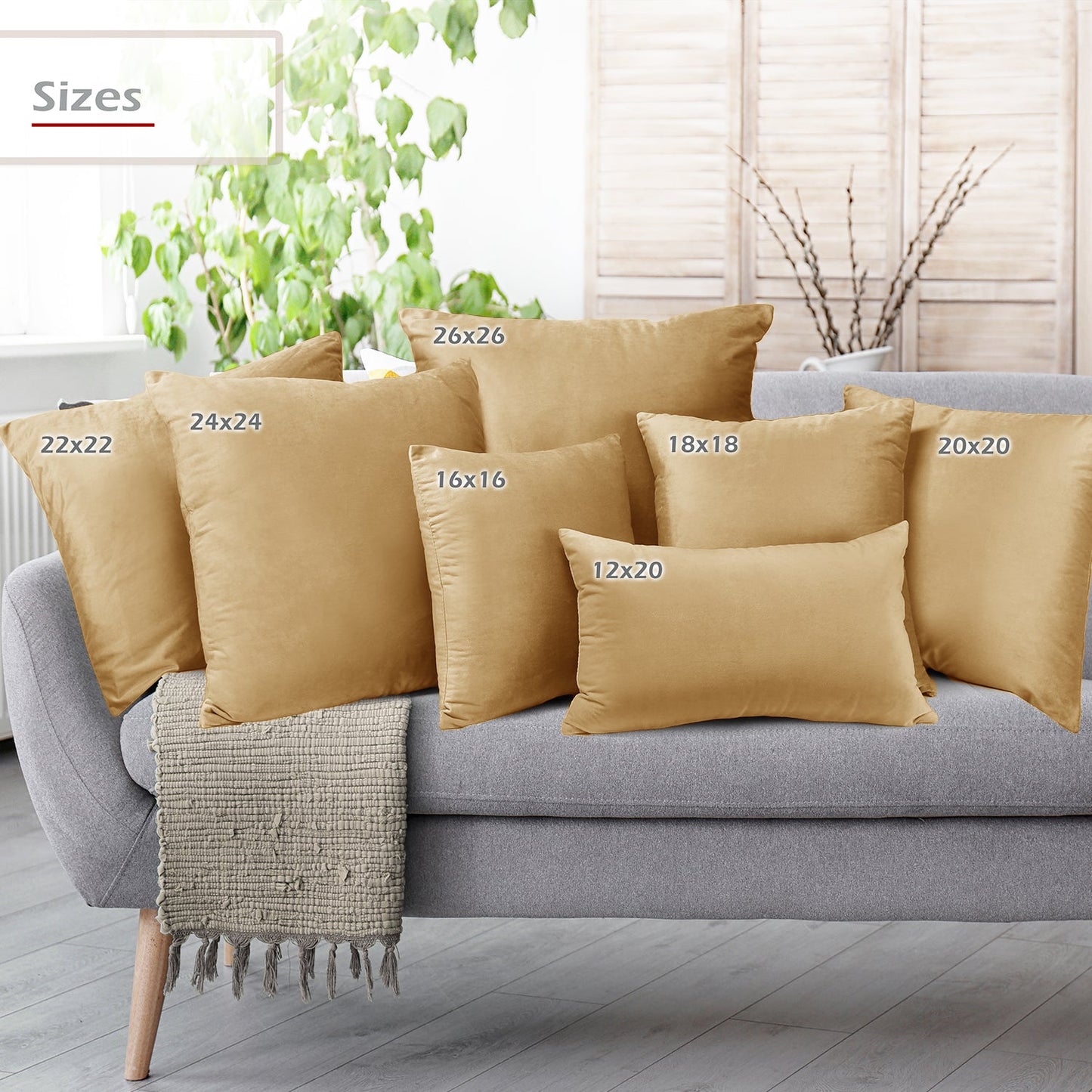 Holiday nestl Throw Pillow Covers, Cozy Velvet Decorative Outdoor Pillow Covers 16x16 & 18x18 Inches, Soft Solid Cushion Covers for Sofa, Bed and Car, Set of 2