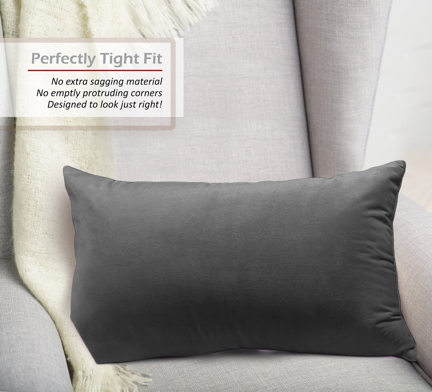 2 Pack 12 x 20 nestl Throw Pillow Covers, Cozy Velvet Decorative Outdoor Pillow