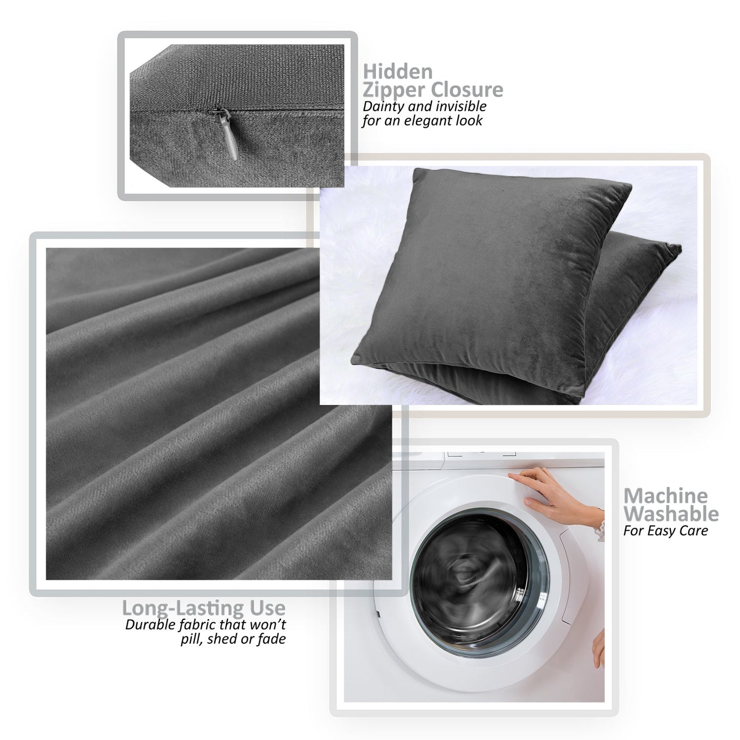 Holiday nestl Throw Pillow Covers, Cozy Velvet Decorative Outdoor Pillow Covers 16x16 & 18x18 Inches, Soft Solid Cushion Covers for Sofa, Bed and Car, Set of 2