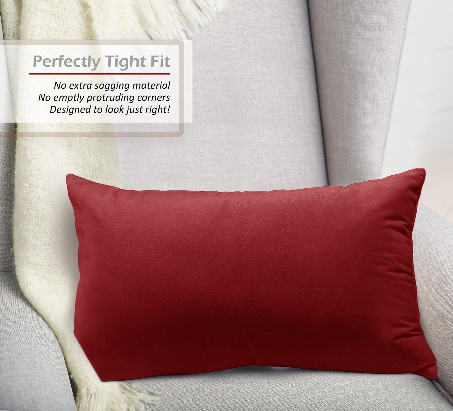 2 Pack 12 x 20 nestl Throw Pillow Covers, Cozy Velvet Decorative Outdoor Pillow