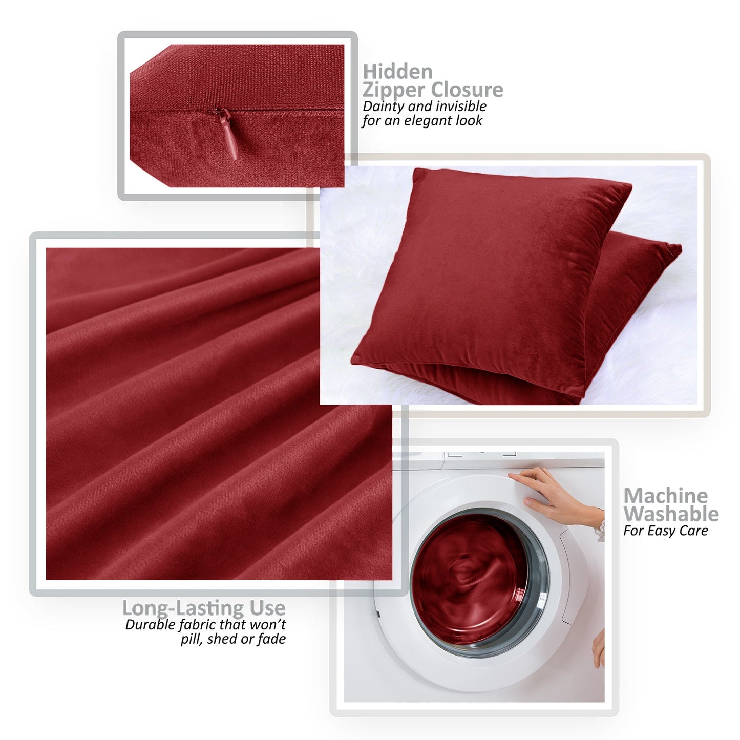 Holiday nestl Throw Pillow Covers, Cozy Velvet Decorative Outdoor Pillow Covers 16x16 & 18x18 Inches, Soft Solid Cushion Covers for Sofa, Bed and Car, Set of 2