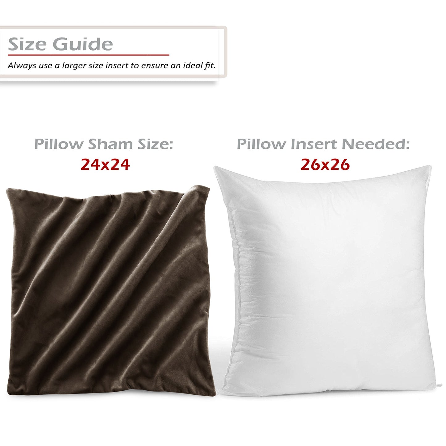 nestl Throw Pillow Covers, Cozy Velvet Decorative Outdoor Pillow Covers 24x24 & 26x26 Inches, Soft Solid Cushion Covers for Sofa, Bed and Car, Set of 2