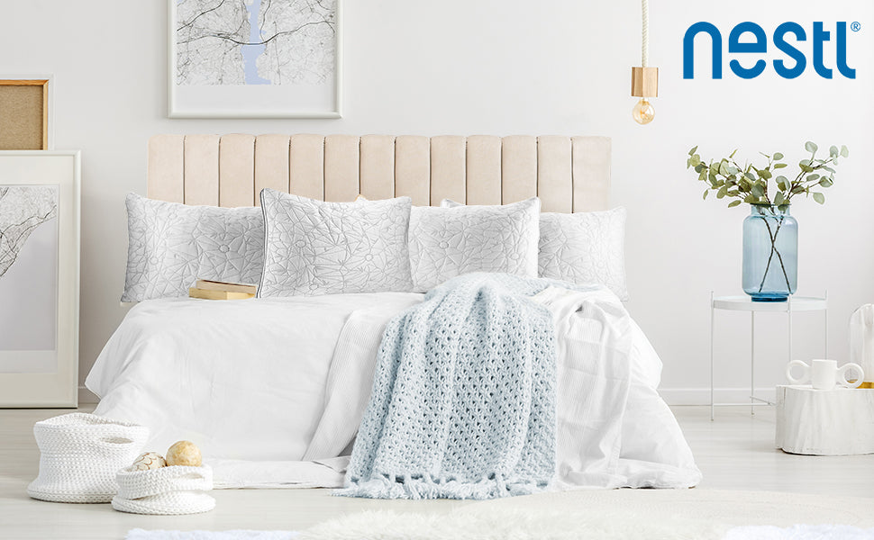 nestl Gel-Infused Memory Foam Pillow | Shredded Memory Foam Pillow | Hypoallergenic Pillow Cover | CertiPUR US Approved | Pillows for Sleeping