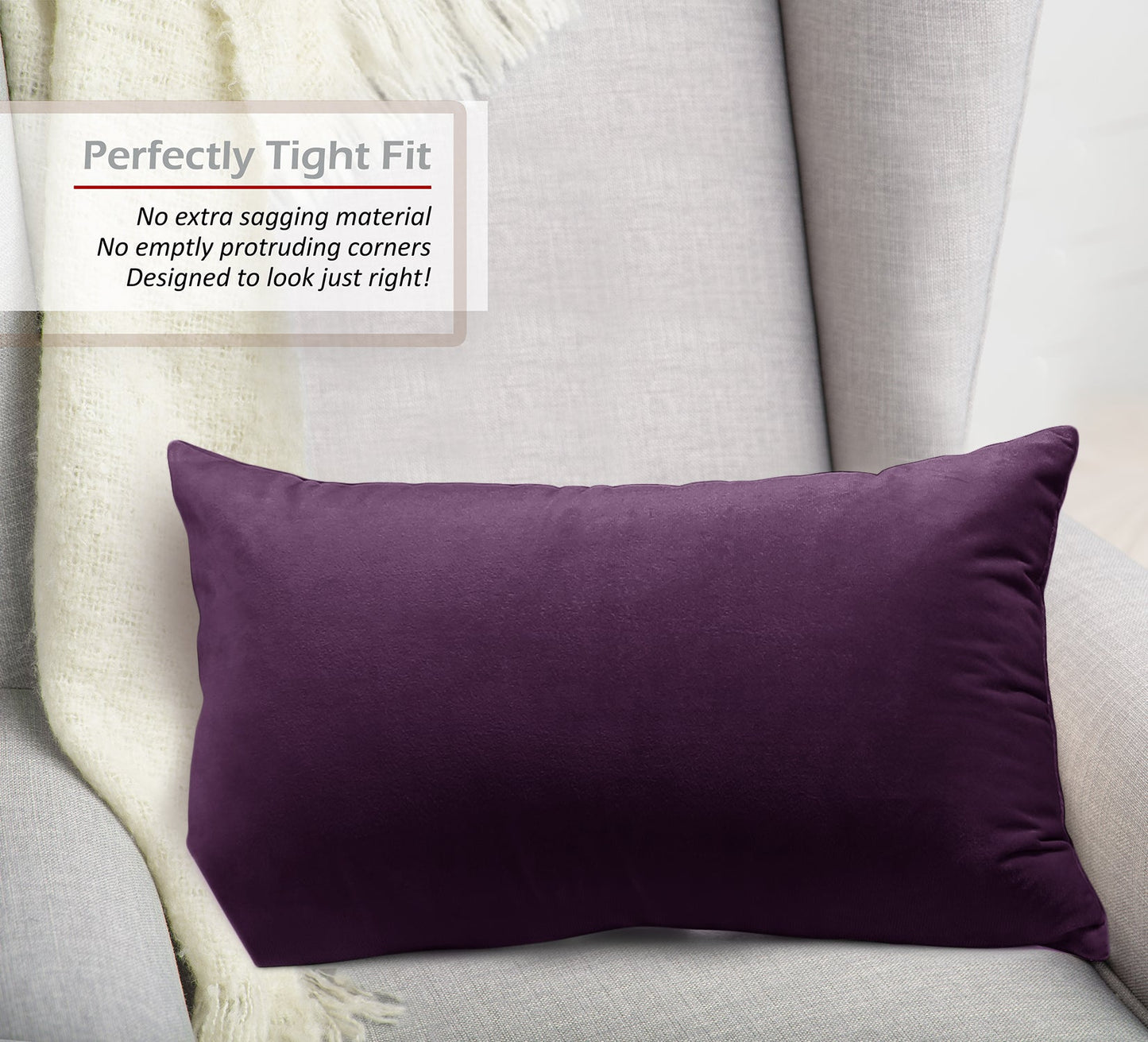 2 Pack 12 x 20 nestl Throw Pillow Covers, Cozy Velvet Decorative Outdoor Pillow