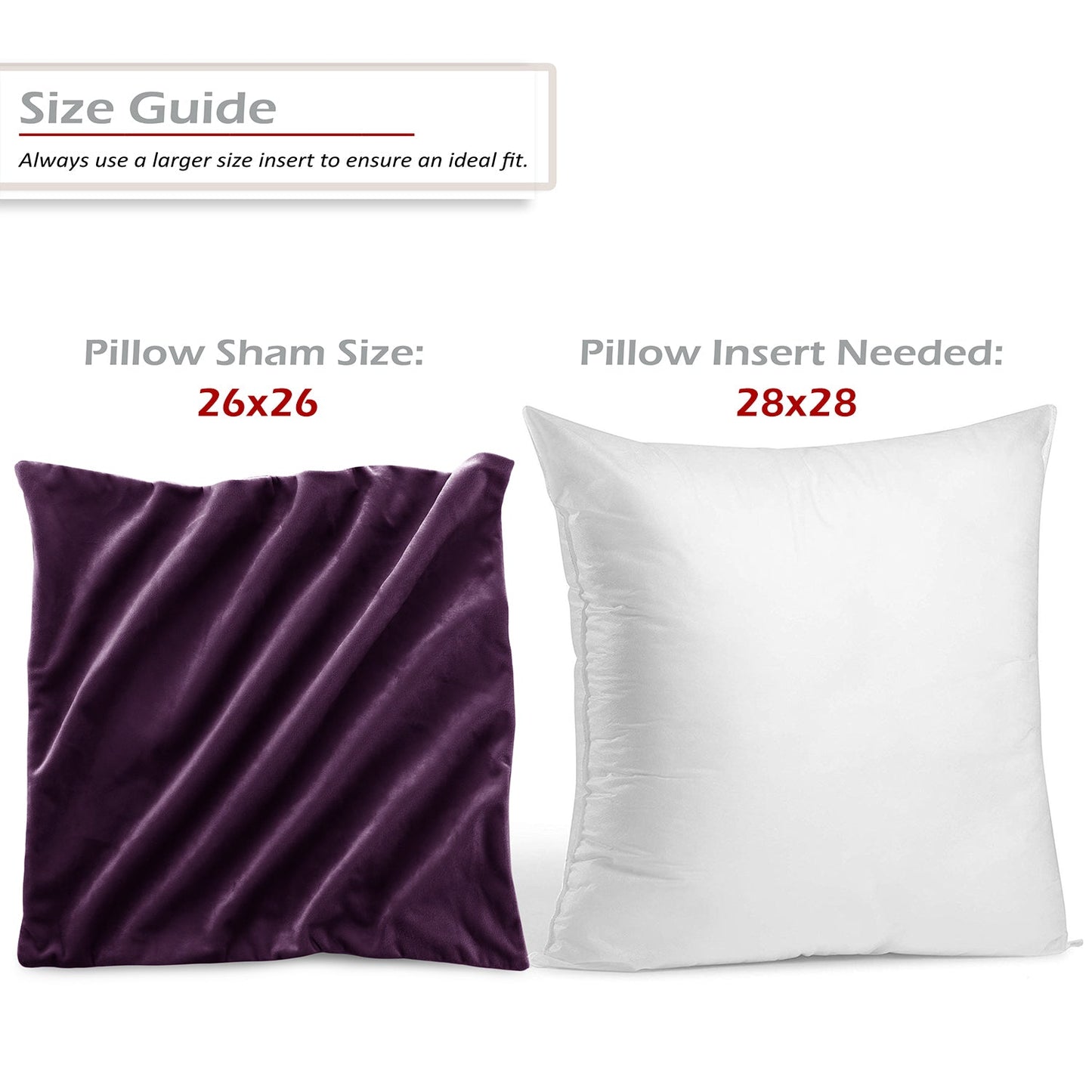 nestl Throw Pillow Covers, Cozy Velvet Decorative Outdoor Pillow Covers 24x24 & 26x26 Inches, Soft Solid Cushion Covers for Sofa, Bed and Car, Set of 2