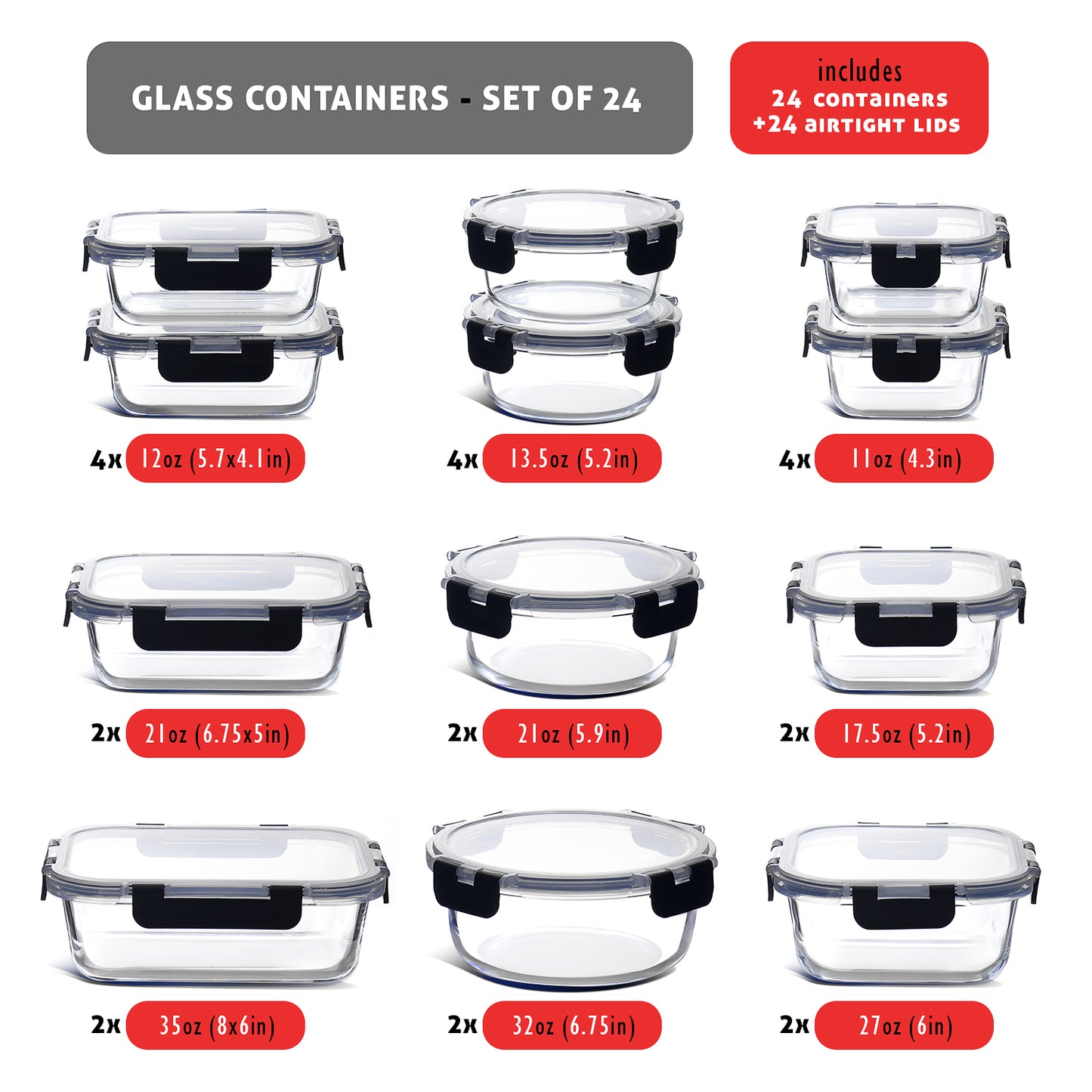 Virtu Glass Food Container Set