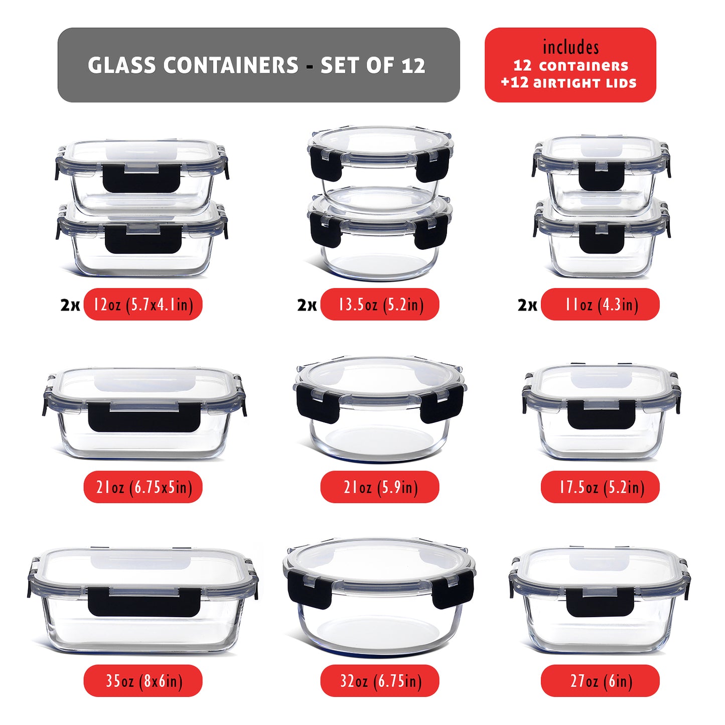 Virtu Glass Food Container Set