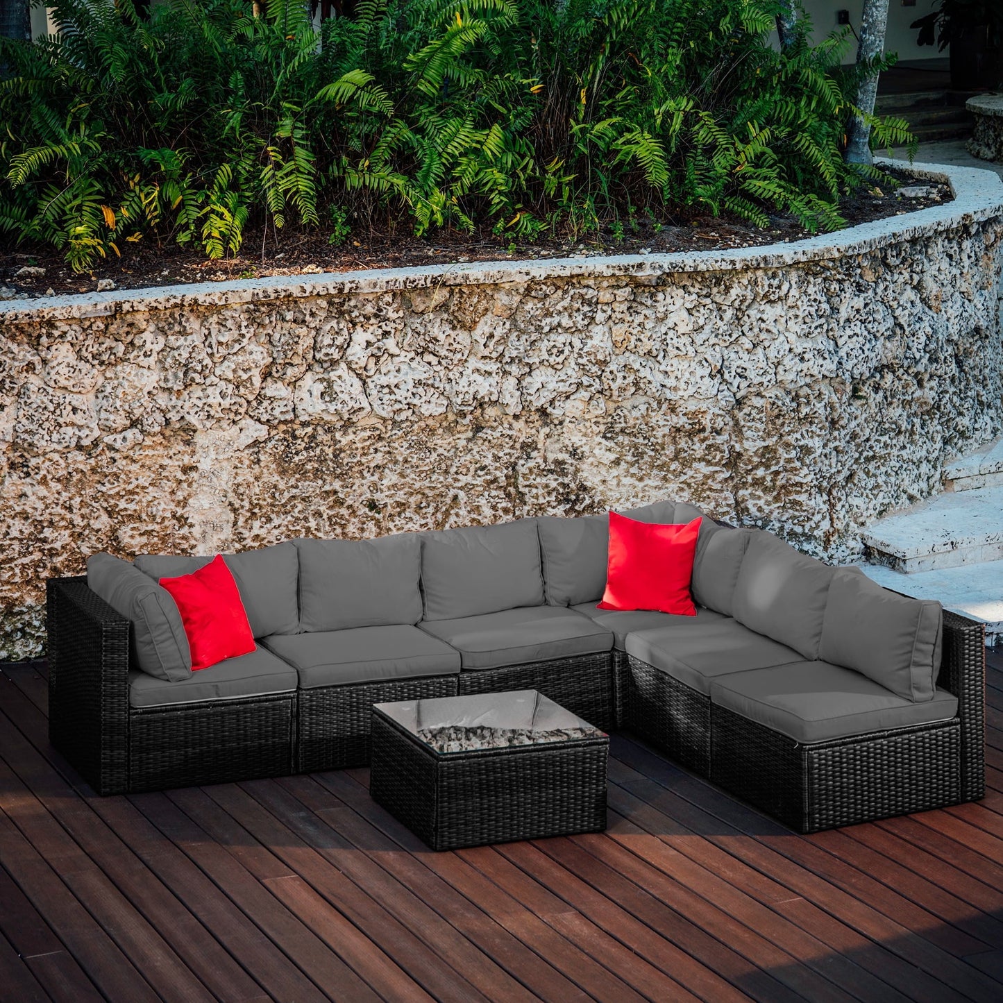 Wicker Patio Furniture Corner Sofa Set