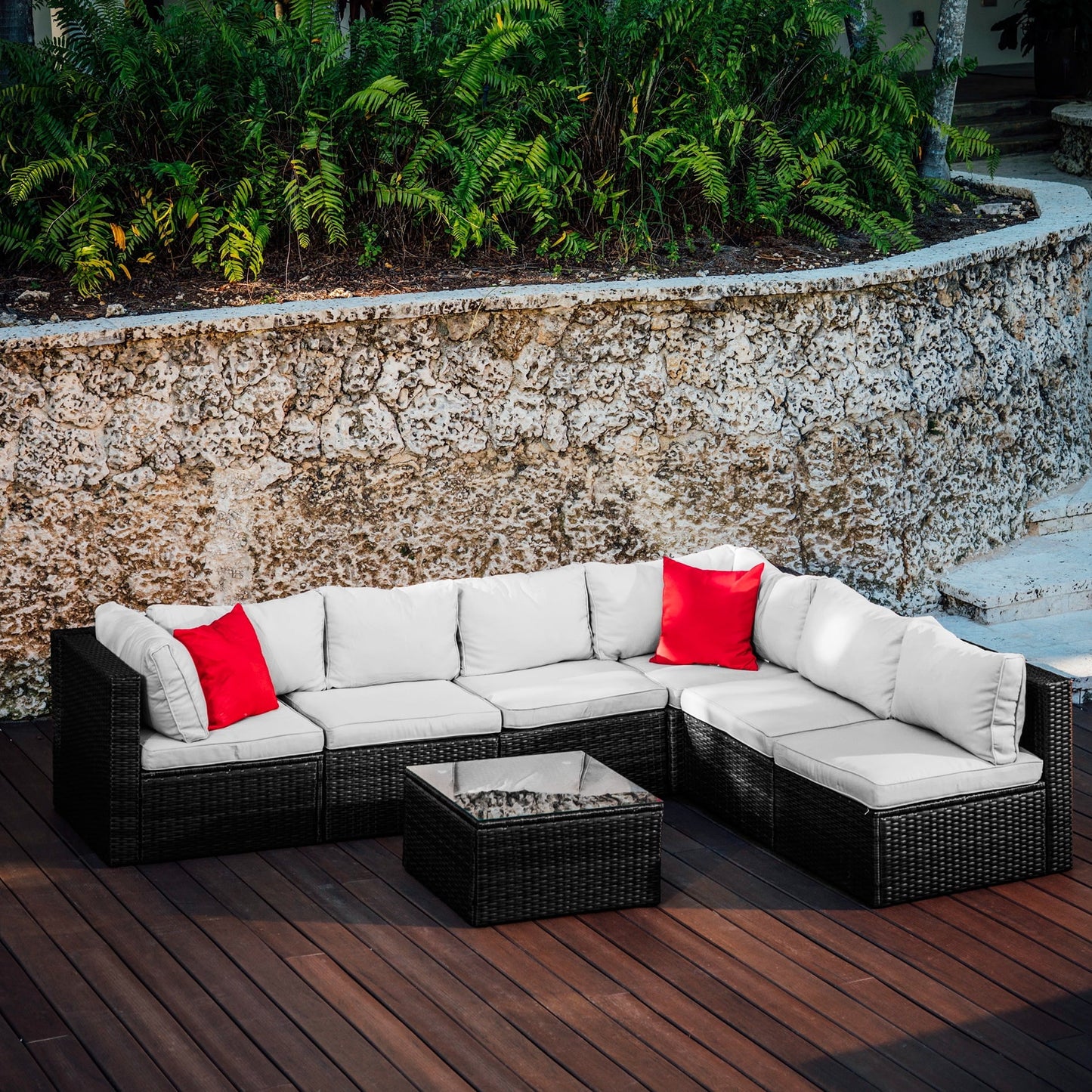 Wicker Patio Furniture Corner Sofa Set