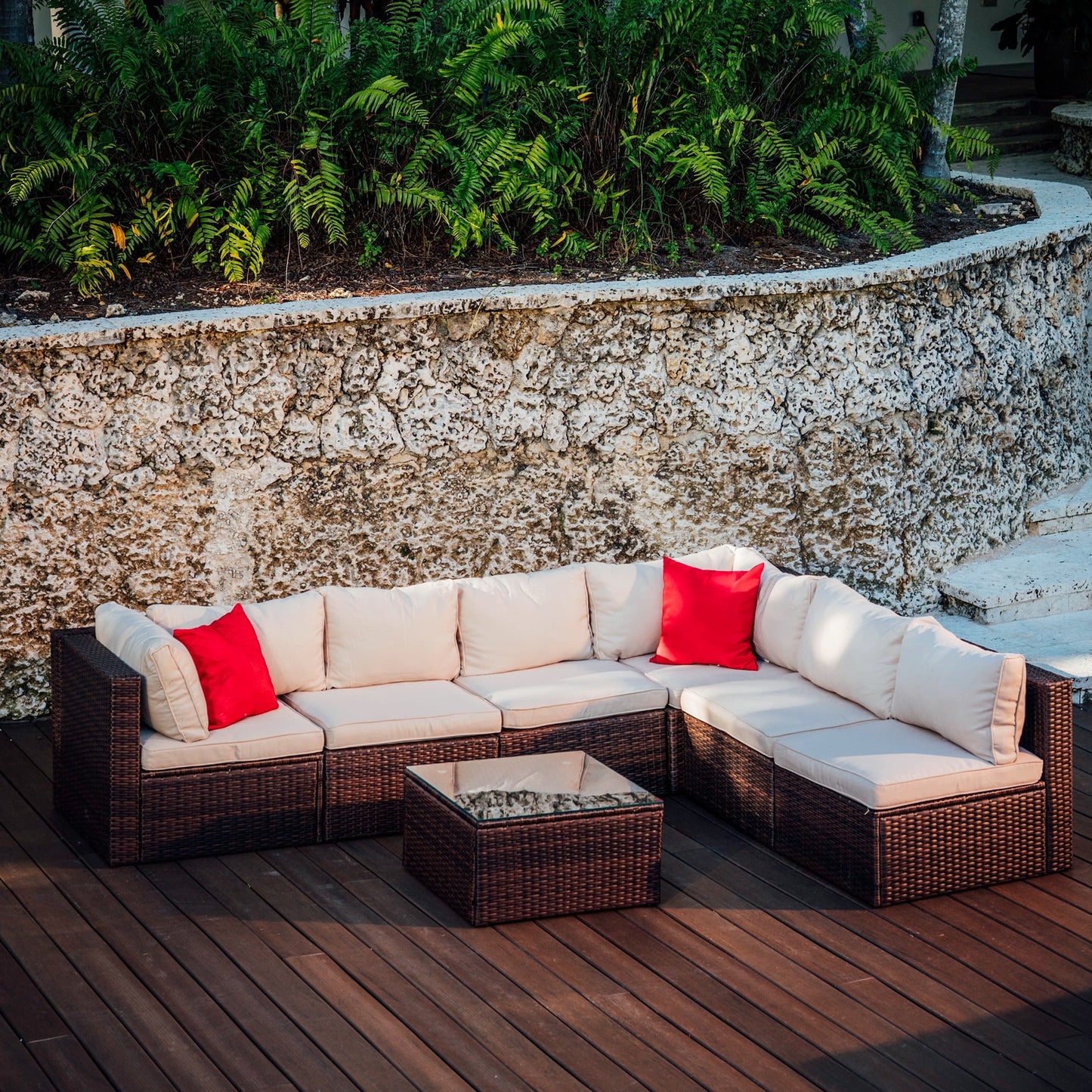 Wicker Patio Furniture Corner Sofa Set
