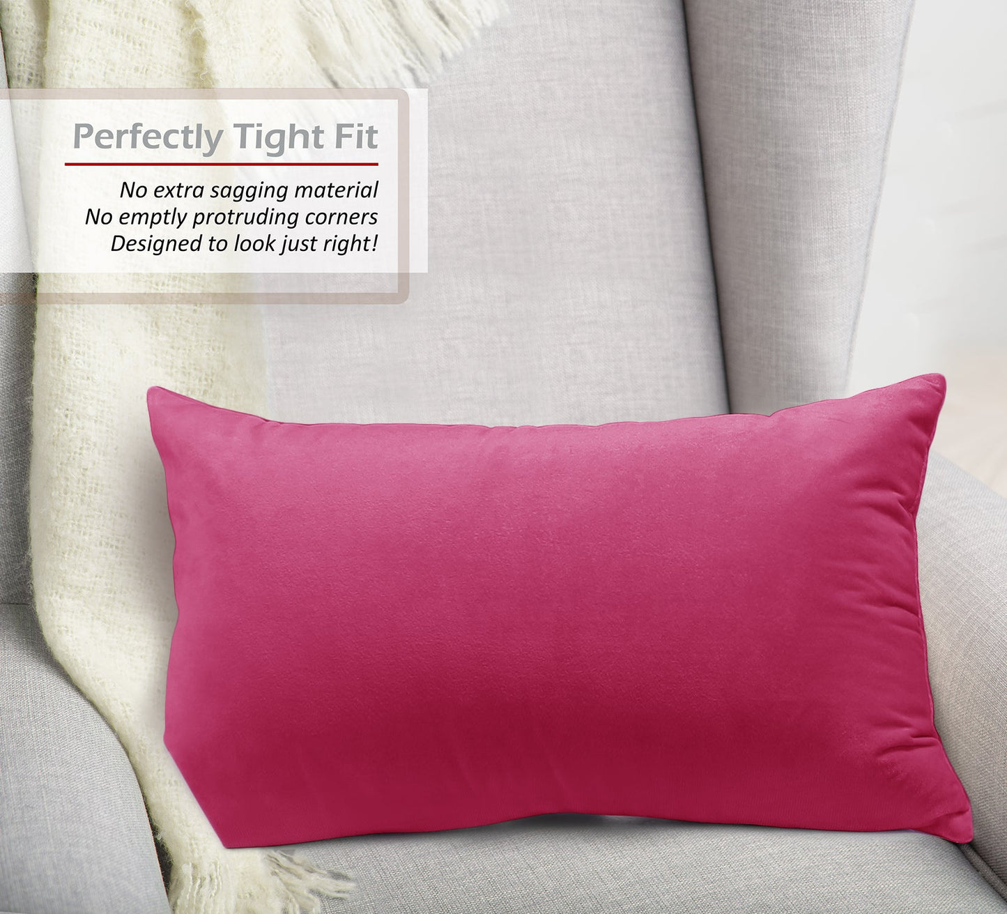 2 Pack 12 x 20 nestl Throw Pillow Covers, Cozy Velvet Decorative Outdoor Pillow