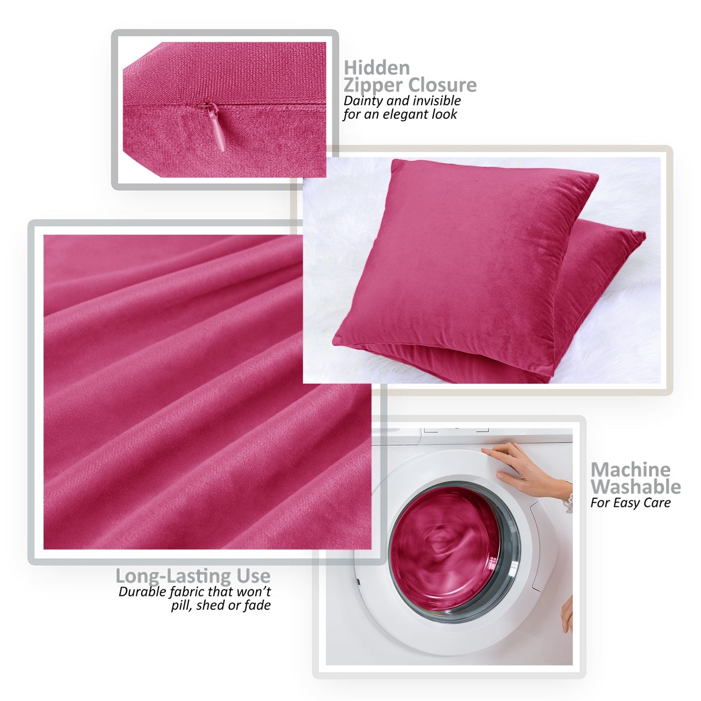 Holiday nestl Throw Pillow Covers, Cozy Velvet Decorative Outdoor Pillow Covers 16x16 & 18x18 Inches, Soft Solid Cushion Covers for Sofa, Bed and Car, Set of 2