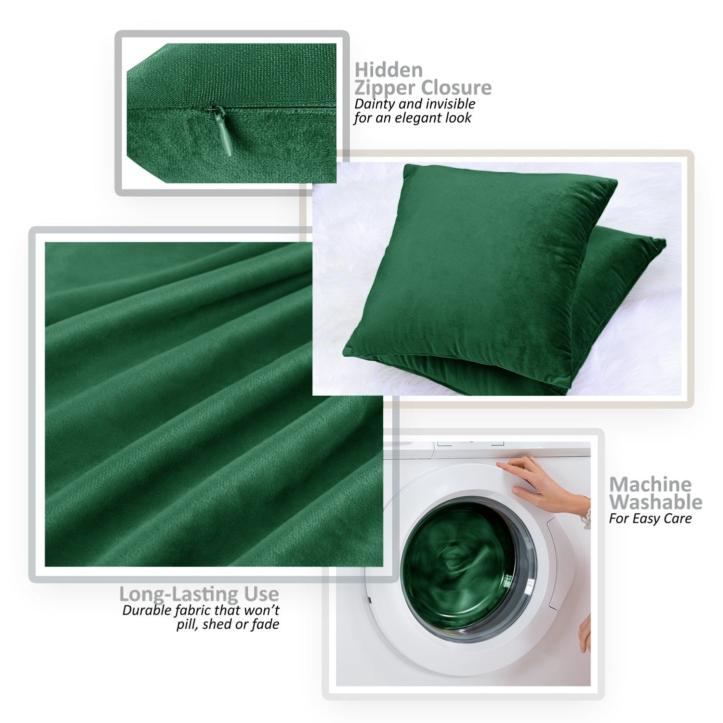 Holiday nestl Throw Pillow Covers, Cozy Velvet Decorative Outdoor Pillow Covers 16x16 & 18x18 Inches, Soft Solid Cushion Covers for Sofa, Bed and Car, Set of 2