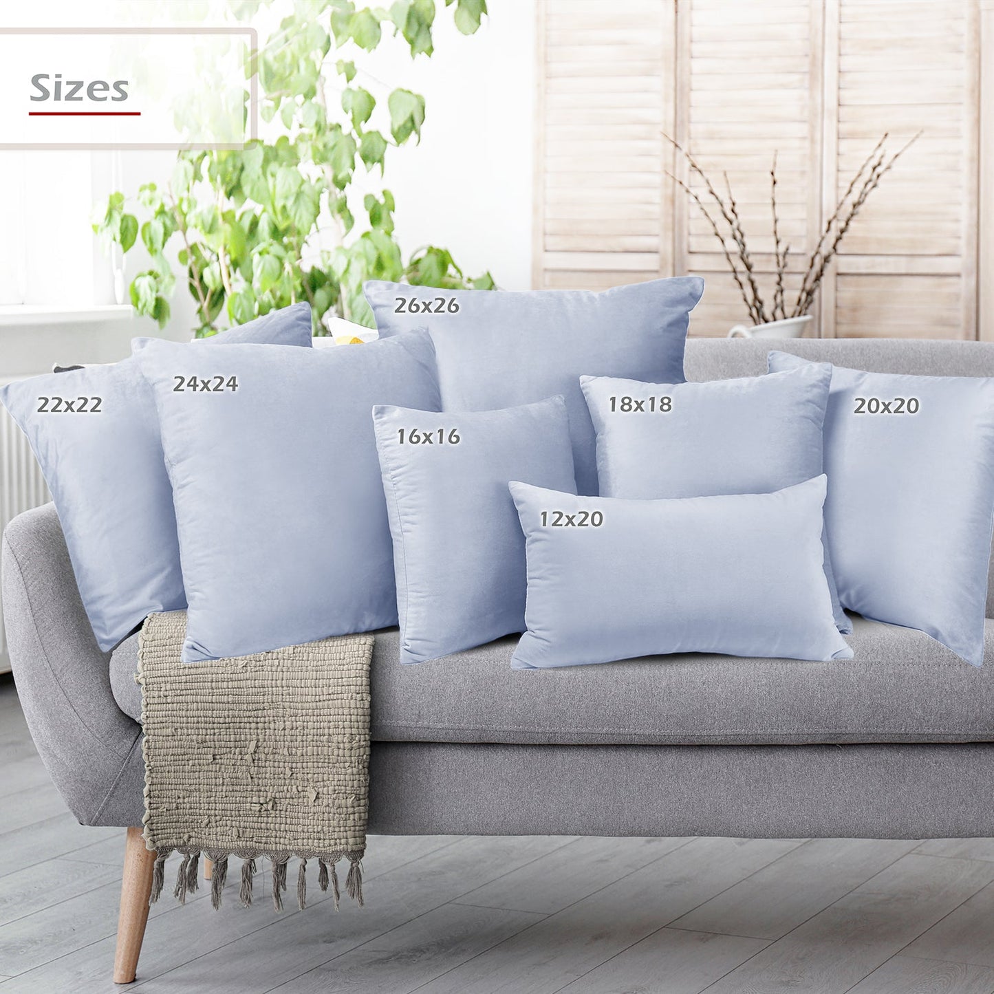 Holiday nestl Throw Pillow Covers, Cozy Velvet Decorative Outdoor Pillow Covers 16x16 & 18x18 Inches, Soft Solid Cushion Covers for Sofa, Bed and Car, Set of 2