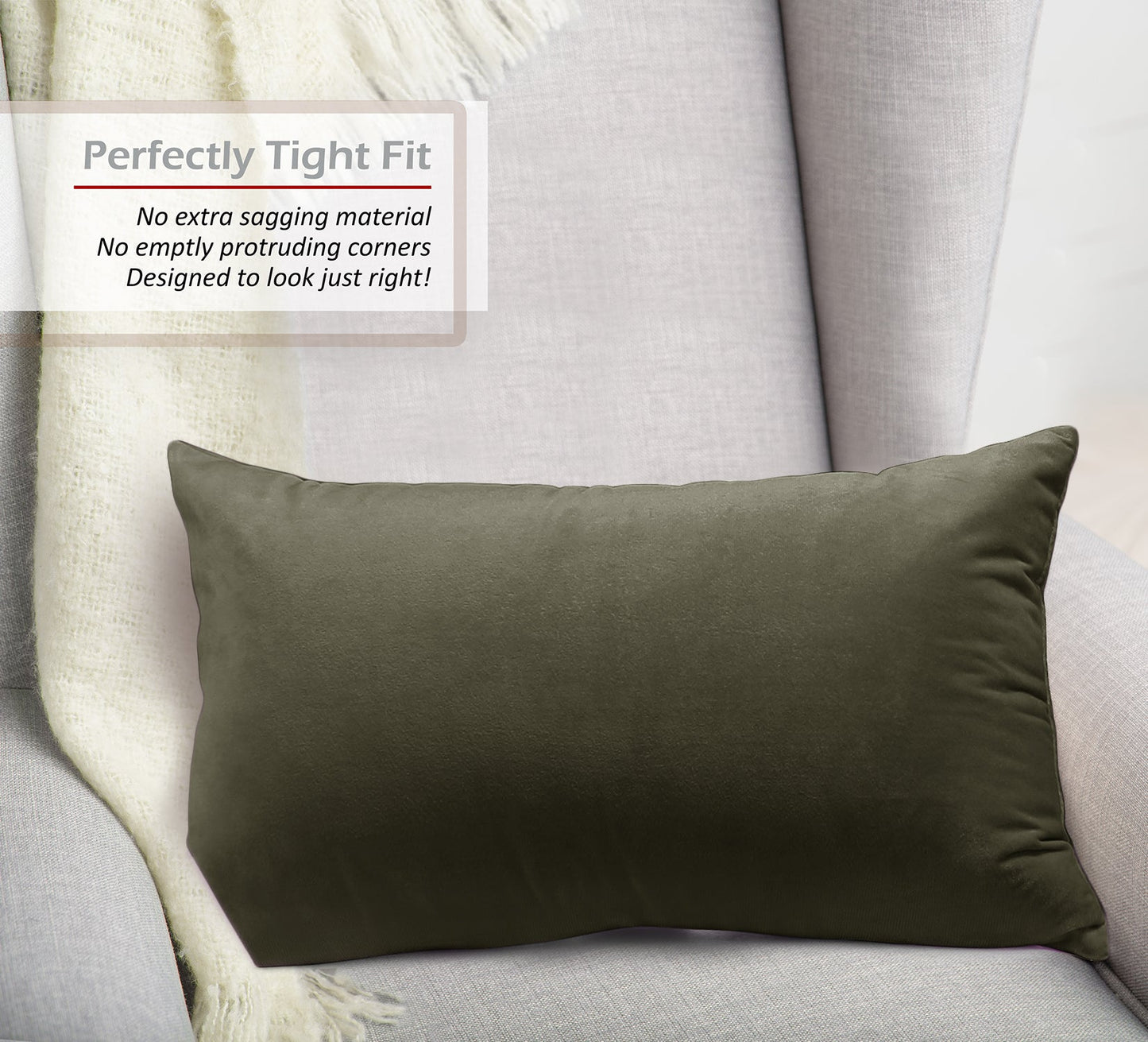2 Pack 12 x 20 nestl Throw Pillow Covers, Cozy Velvet Decorative Outdoor Pillow