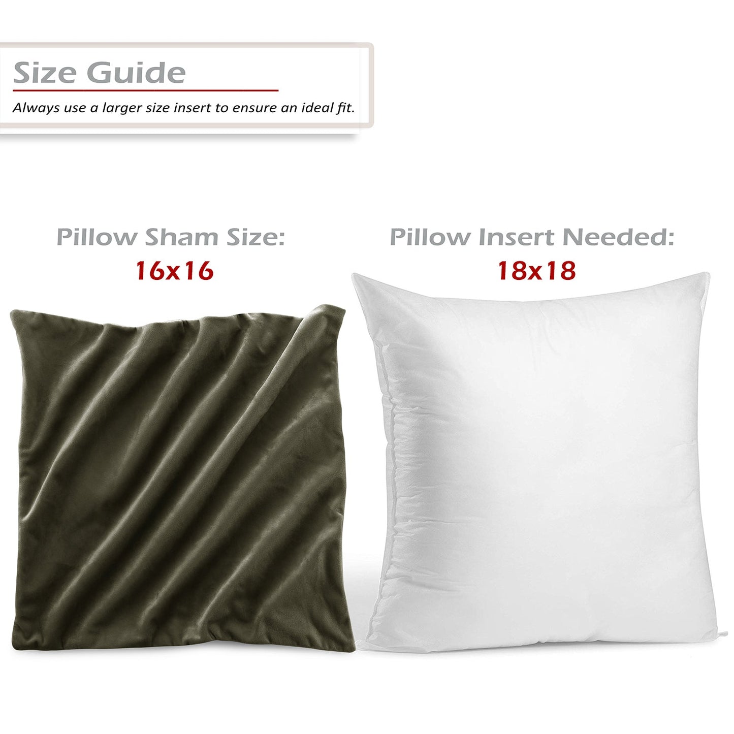Holiday nestl Throw Pillow Covers, Cozy Velvet Decorative Outdoor Pillow Covers 16x16 & 18x18 Inches, Soft Solid Cushion Covers for Sofa, Bed and Car, Set of 2
