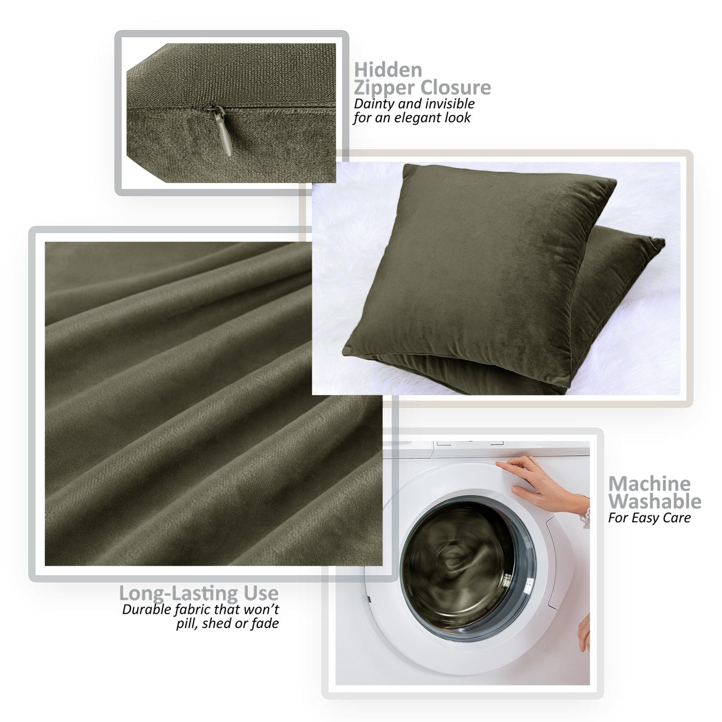 Holiday nestl Throw Pillow Covers, Cozy Velvet Decorative Outdoor Pillow Covers 16x16 & 18x18 Inches, Soft Solid Cushion Covers for Sofa, Bed and Car, Set of 2