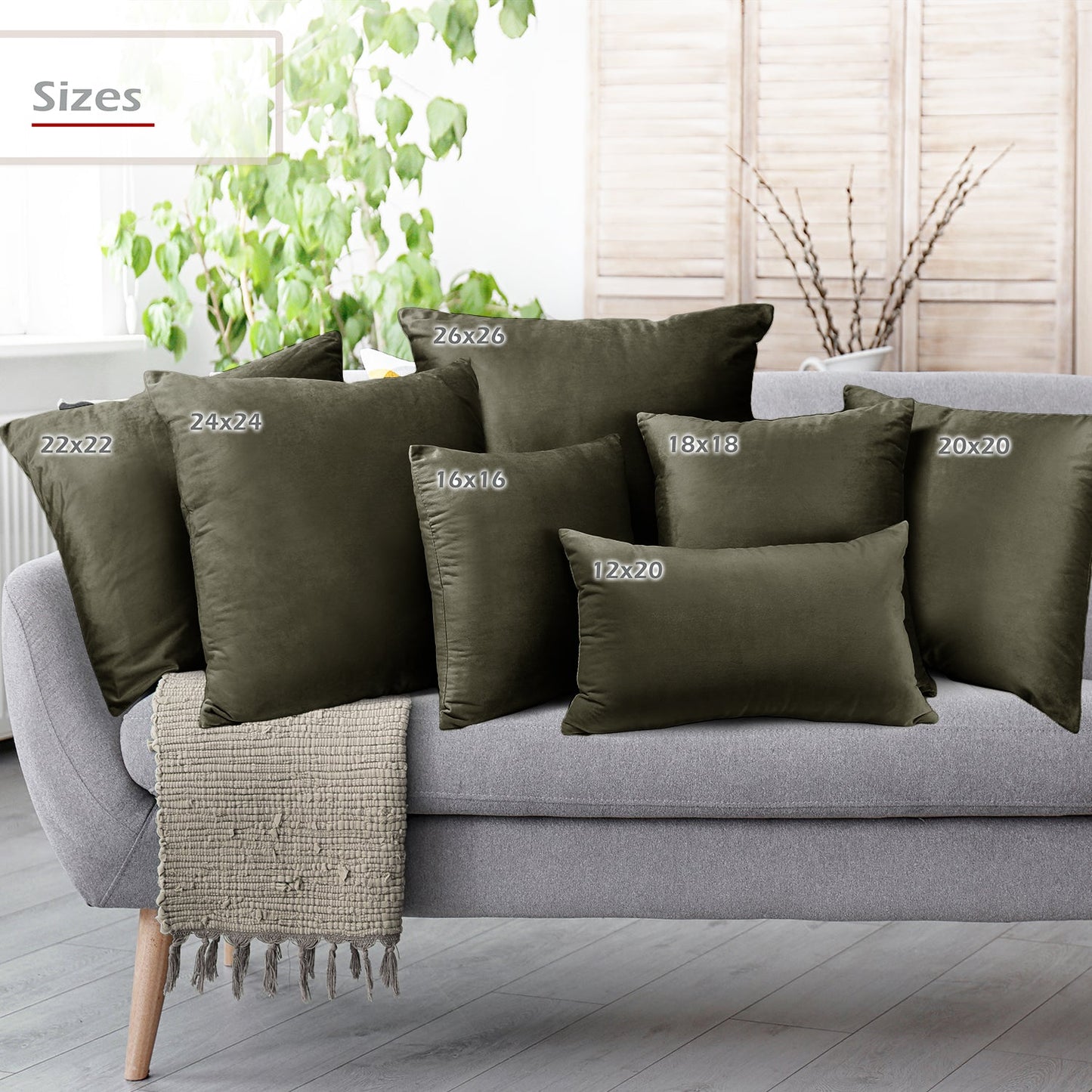 Holiday nestl Throw Pillow Covers, Cozy Velvet Decorative Outdoor Pillow Covers 16x16 & 18x18 Inches, Soft Solid Cushion Covers for Sofa, Bed and Car, Set of 2
