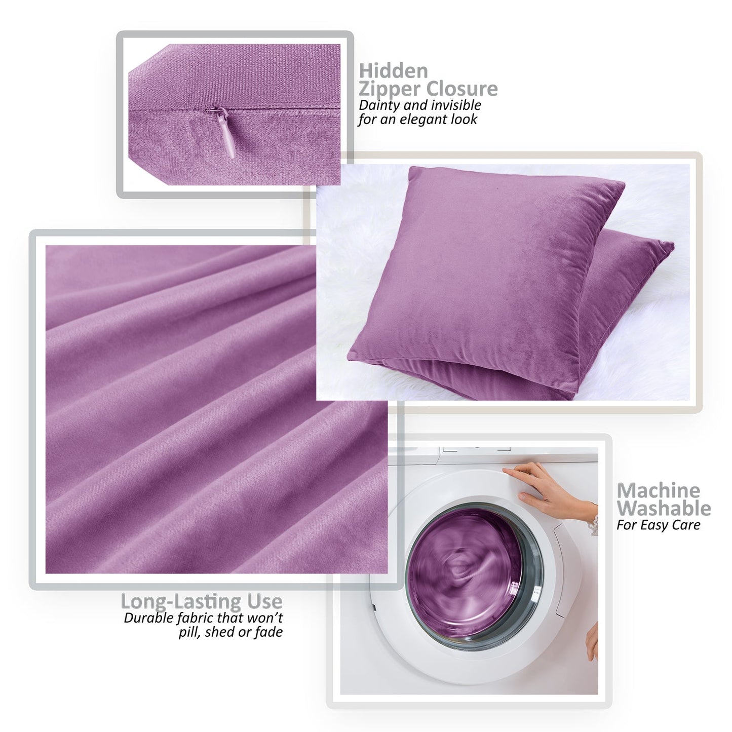 Holiday nestl Throw Pillow Covers, Cozy Velvet Decorative Outdoor Pillow Covers 16x16 & 18x18 Inches, Soft Solid Cushion Covers for Sofa, Bed and Car, Set of 2