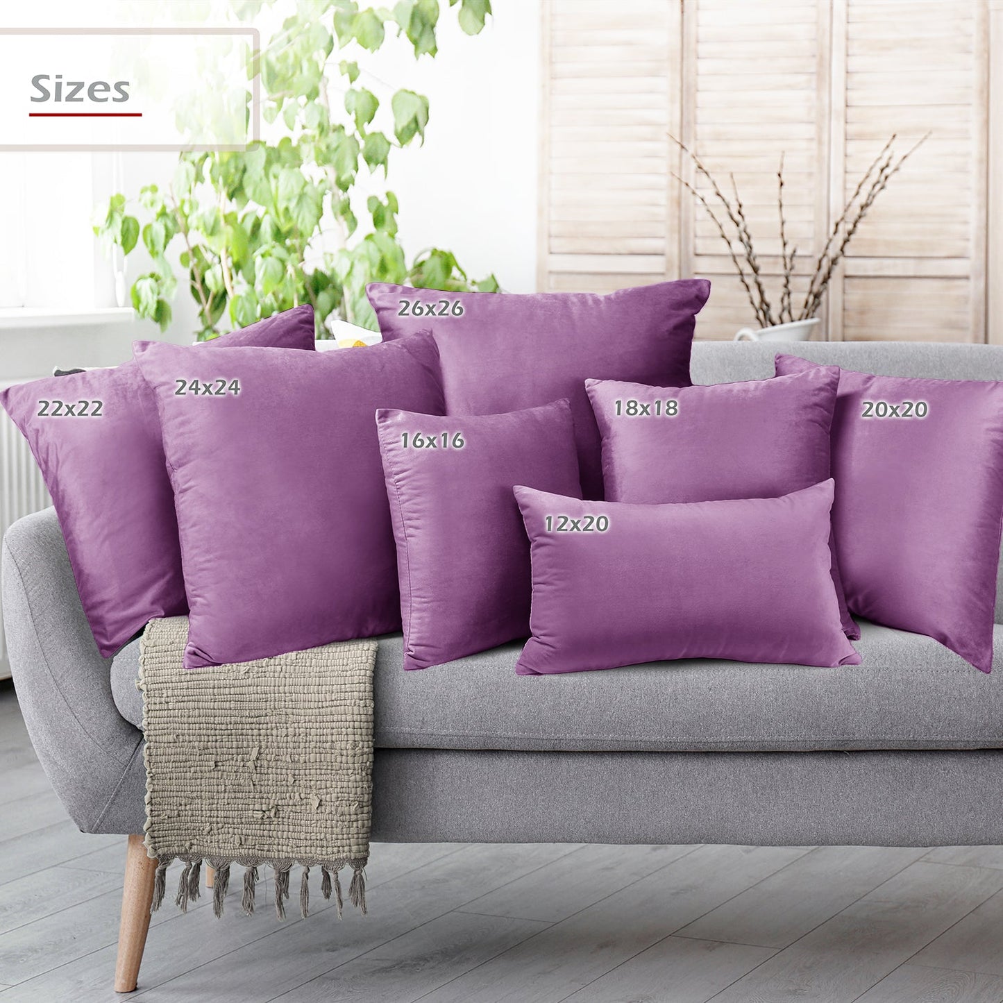Holiday nestl Throw Pillow Covers, Cozy Velvet Decorative Outdoor Pillow Covers 16x16 & 18x18 Inches, Soft Solid Cushion Covers for Sofa, Bed and Car, Set of 2