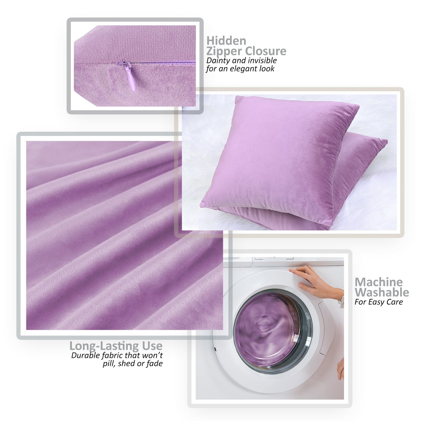 Holiday nestl Throw Pillow Covers, Cozy Velvet Decorative Outdoor Pillow Covers 16x16 & 18x18 Inches, Soft Solid Cushion Covers for Sofa, Bed and Car, Set of 2