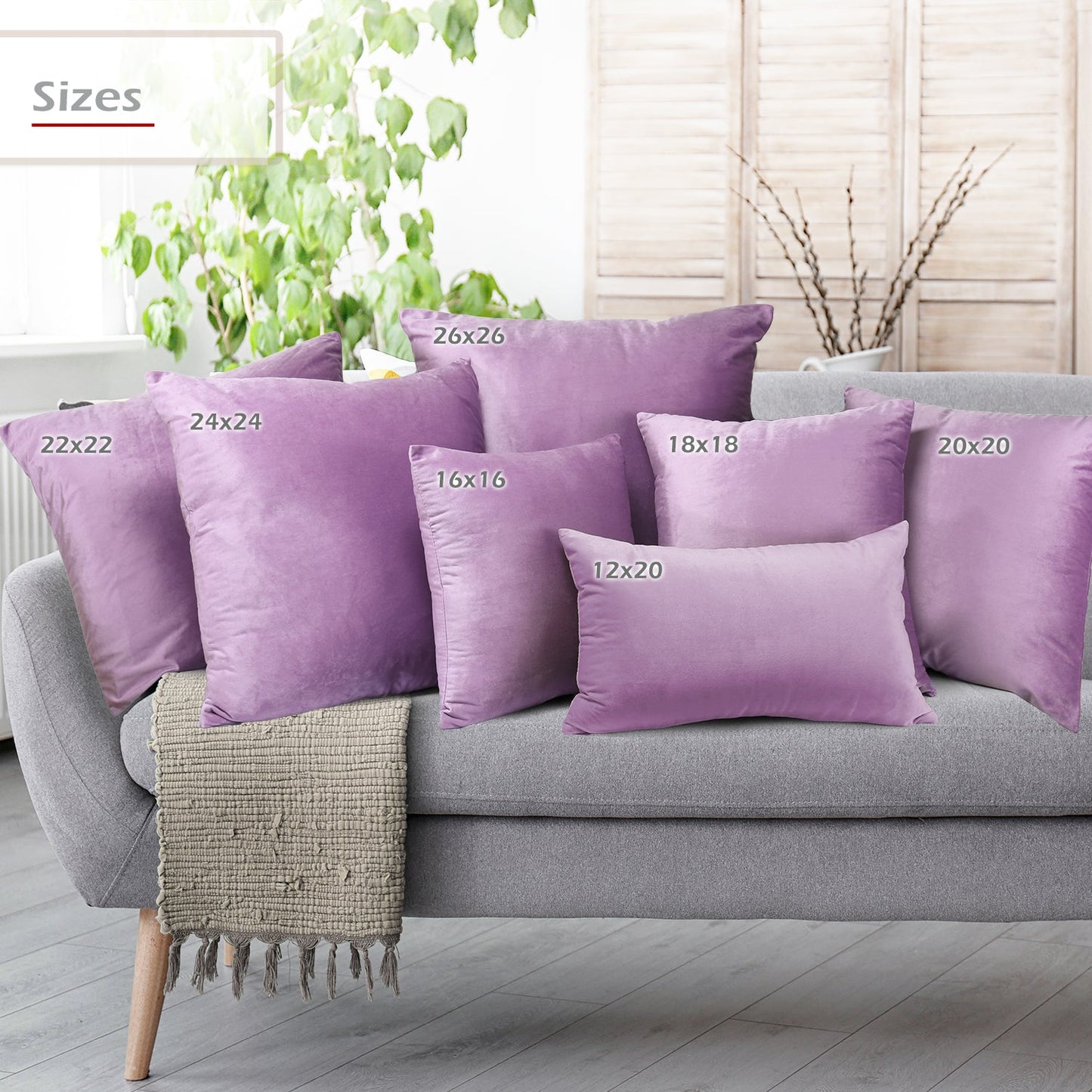 Holiday nestl Throw Pillow Covers, Cozy Velvet Decorative Outdoor Pillow Covers 16x16 & 18x18 Inches, Soft Solid Cushion Covers for Sofa, Bed and Car, Set of 2