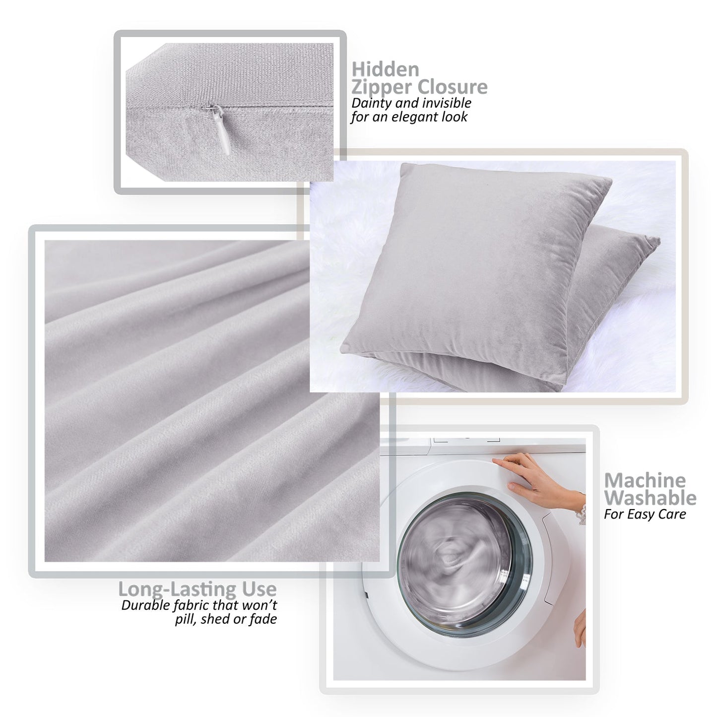 Holiday nestl Throw Pillow Covers, Cozy Velvet Decorative Outdoor Pillow Covers 16x16 & 18x18 Inches, Soft Solid Cushion Covers for Sofa, Bed and Car, Set of 2