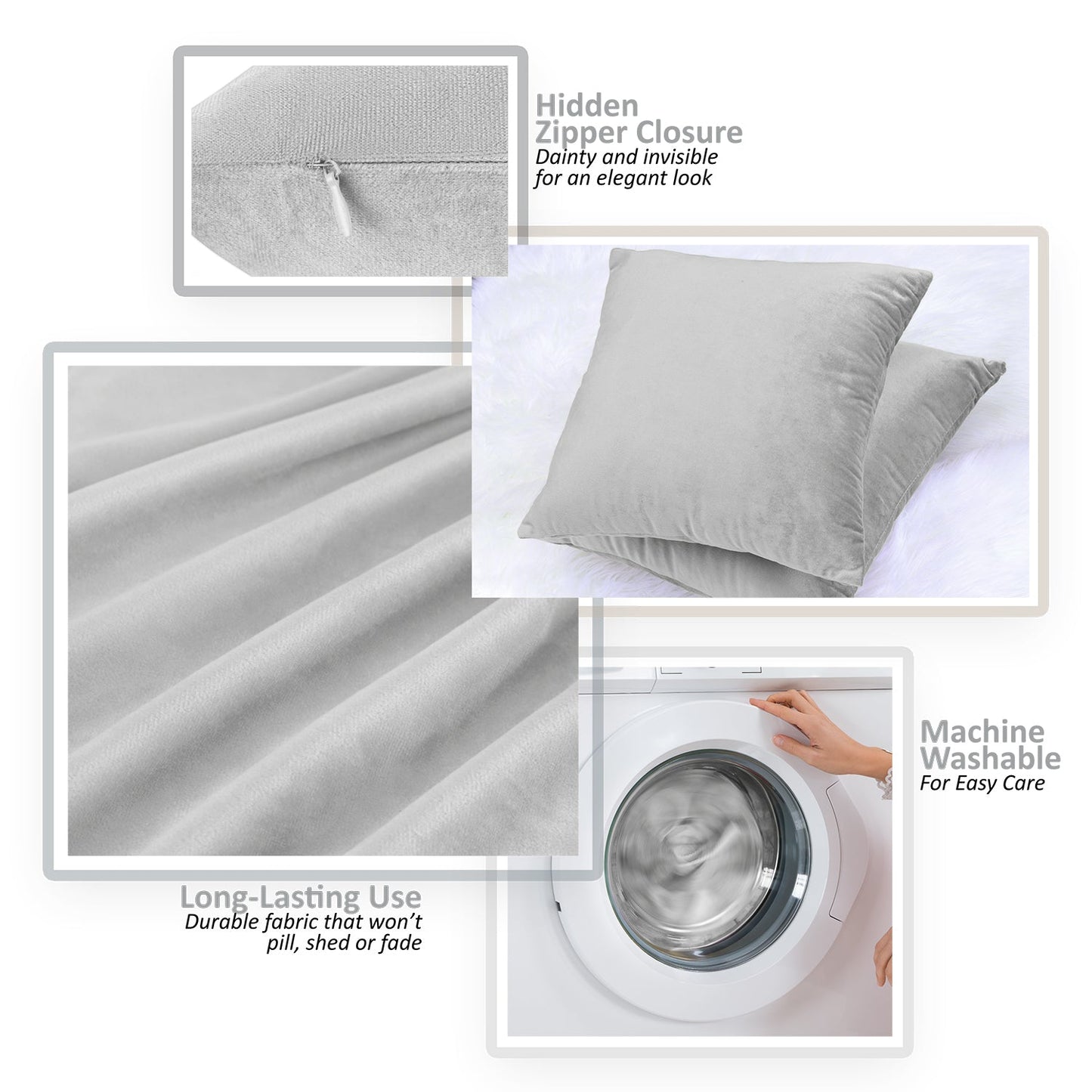Holiday nestl Throw Pillow Covers, Cozy Velvet Decorative Outdoor Pillow Covers 16x16 & 18x18 Inches, Soft Solid Cushion Covers for Sofa, Bed and Car, Set of 2