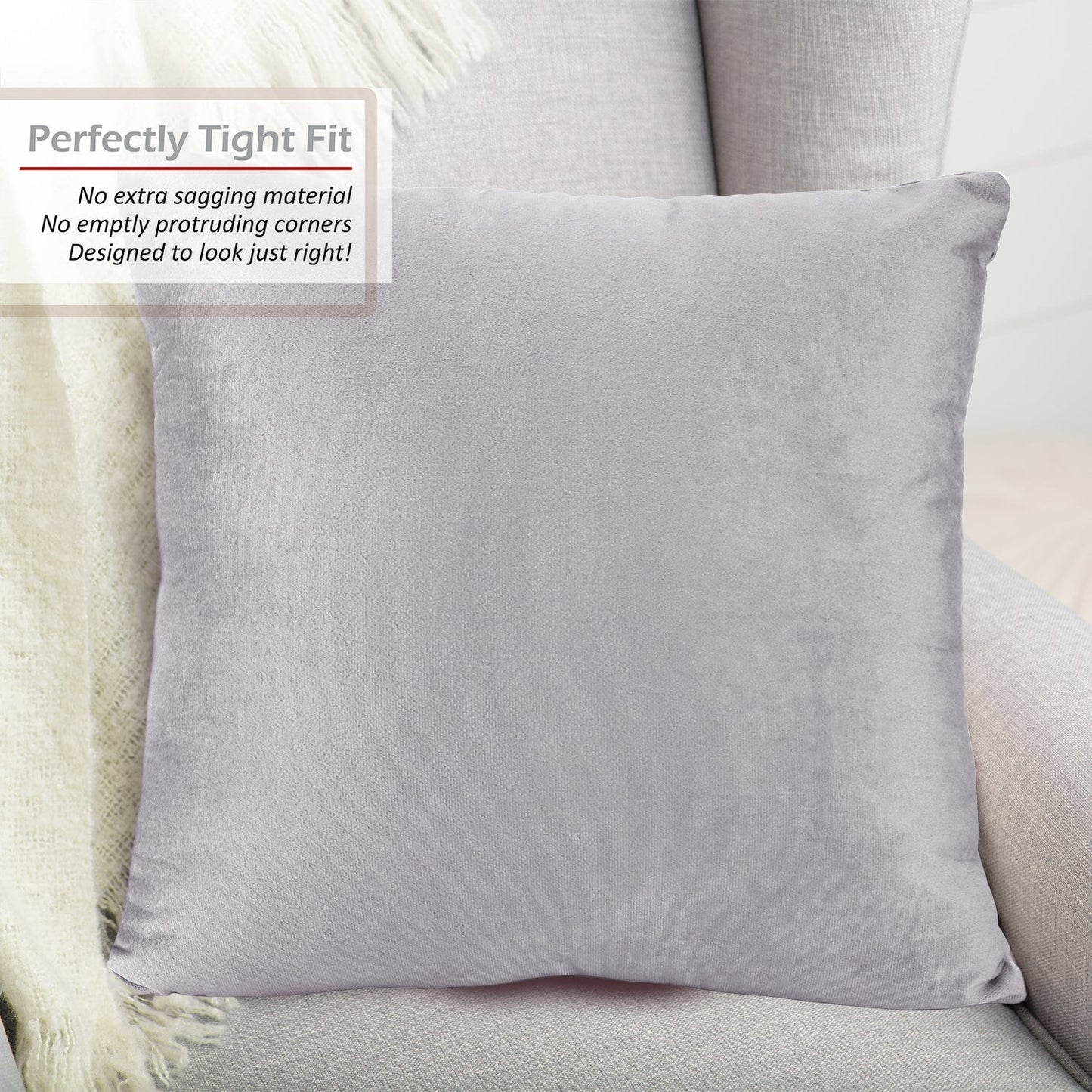 Holiday nestl Throw Pillow Covers, Cozy Velvet Decorative Outdoor Pillow Covers 16x16 & 18x18 Inches, Soft Solid Cushion Covers for Sofa, Bed and Car, Set of 2