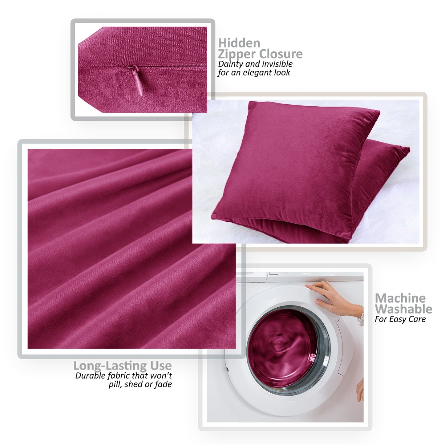 Holiday nestl Throw Pillow Covers, Cozy Velvet Decorative Outdoor Pillow Covers 16x16 & 18x18 Inches, Soft Solid Cushion Covers for Sofa, Bed and Car, Set of 2