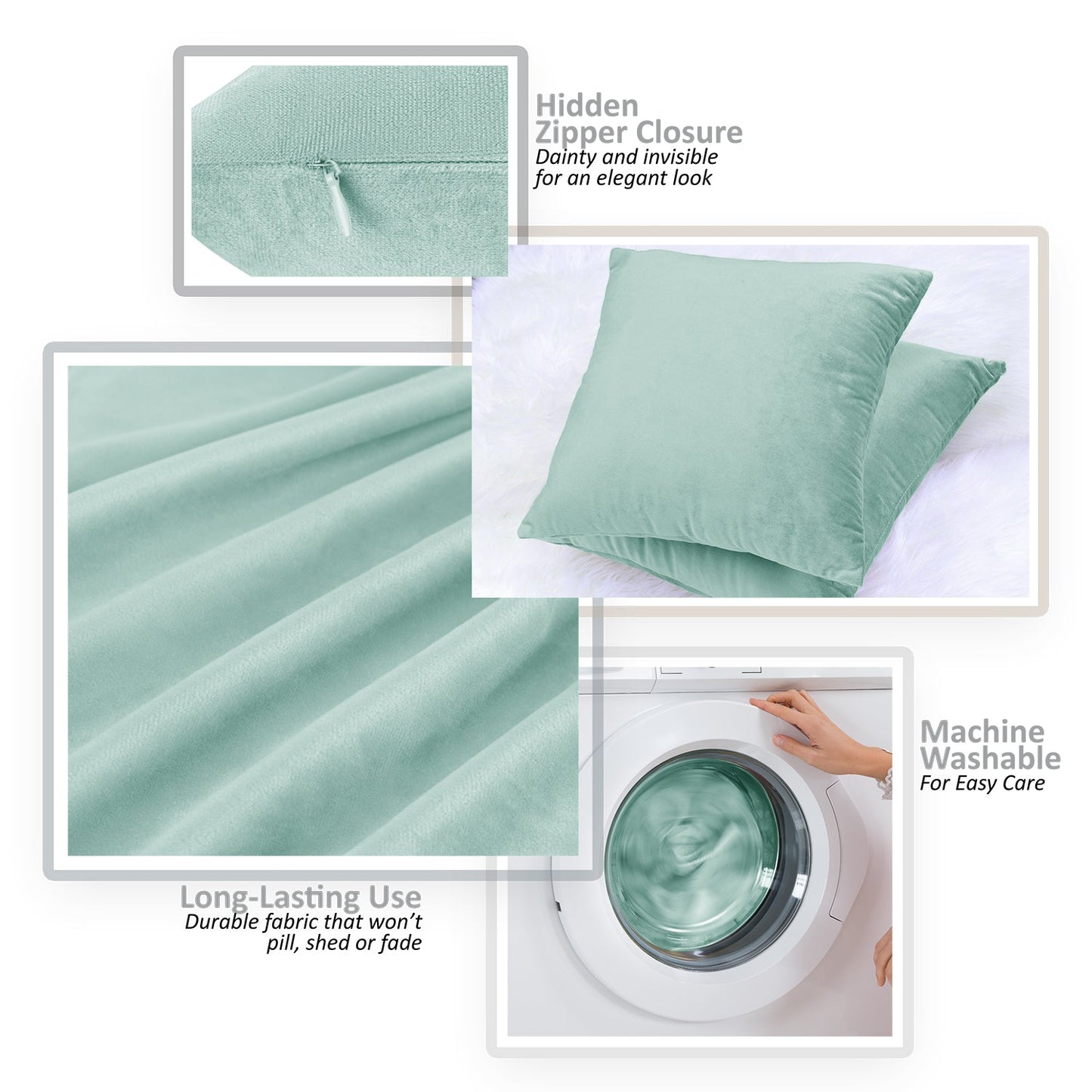 Holiday nestl Throw Pillow Covers, Cozy Velvet Decorative Outdoor Pillow Covers 16x16 & 18x18 Inches, Soft Solid Cushion Covers for Sofa, Bed and Car, Set of 2
