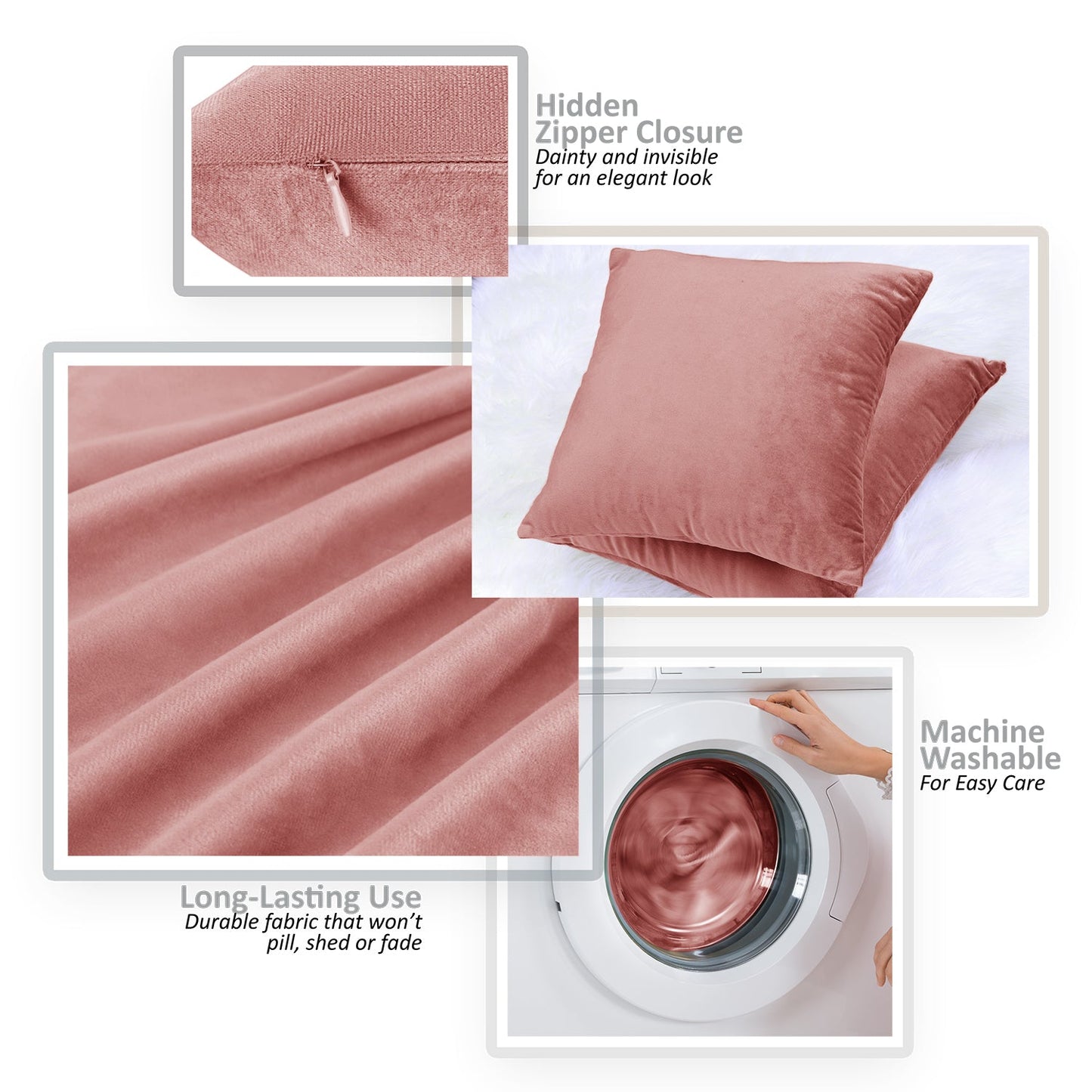Holiday nestl Throw Pillow Covers, Cozy Velvet Decorative Outdoor Pillow Covers 16x16 & 18x18 Inches, Soft Solid Cushion Covers for Sofa, Bed and Car, Set of 2